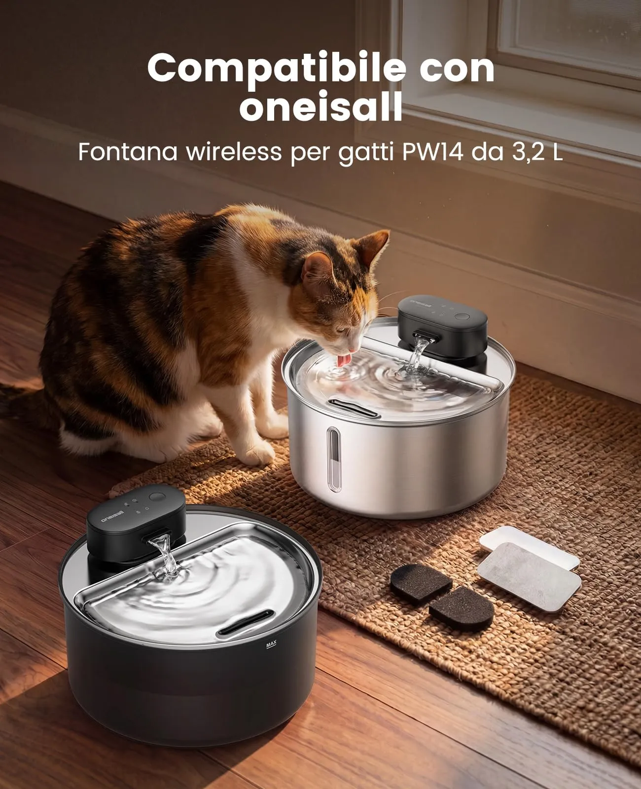 oneisall Filtri di ricambio per fontana per gatti PW14, Confezione da 8 - immagine 2