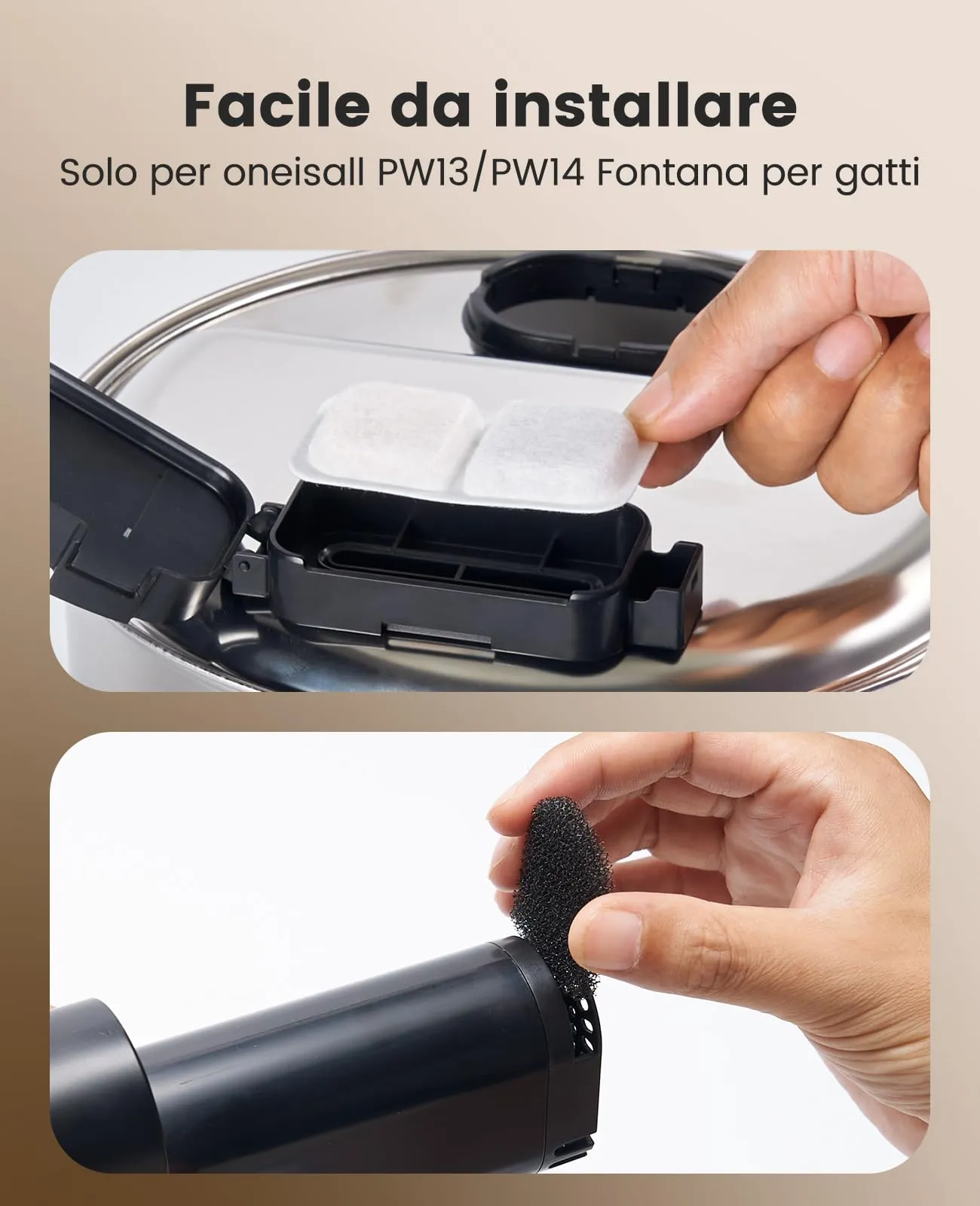 oneisall Filtri di ricambio per fontana per gatti PW14, Confezione da 8 - immagine 4