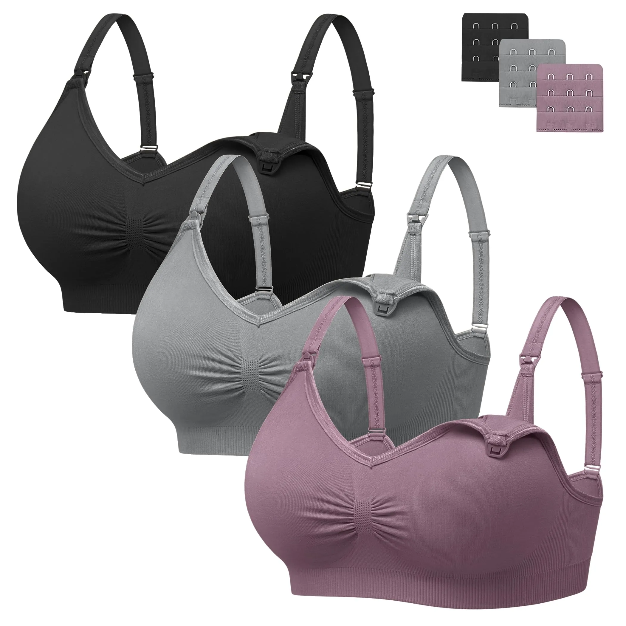 HBselect Set di 3 Reggiseni Allattamento con Estensioni per Donna - immagine 1