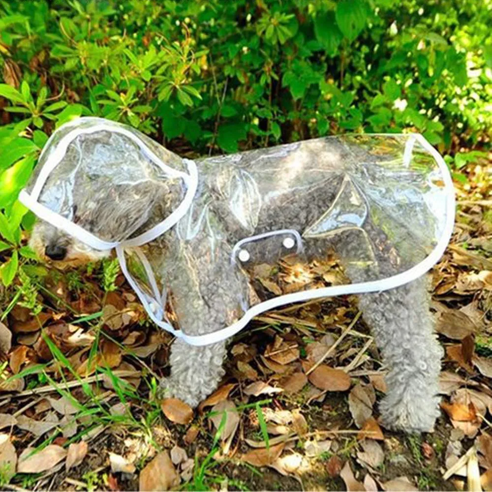 KoKoBin Poncho Impermeabile Catarifrangente per Cani e Gatti in PVC Trasparente con Cappuccio, Bianca, L - immagine 6