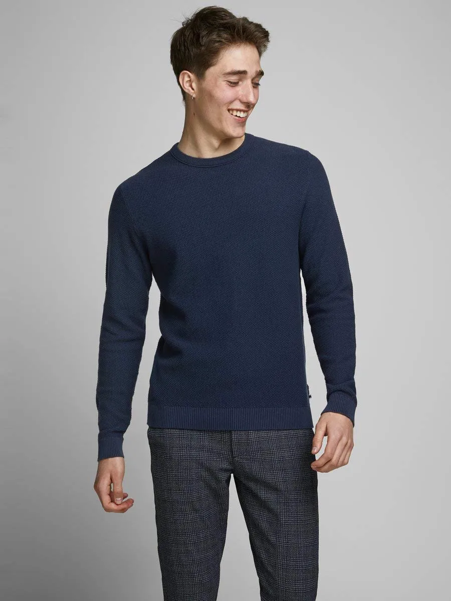 Jack & Jones Jjeaaron Knit Crew Neck Sweater, Blazer Blu Marine, S - immagine 2
