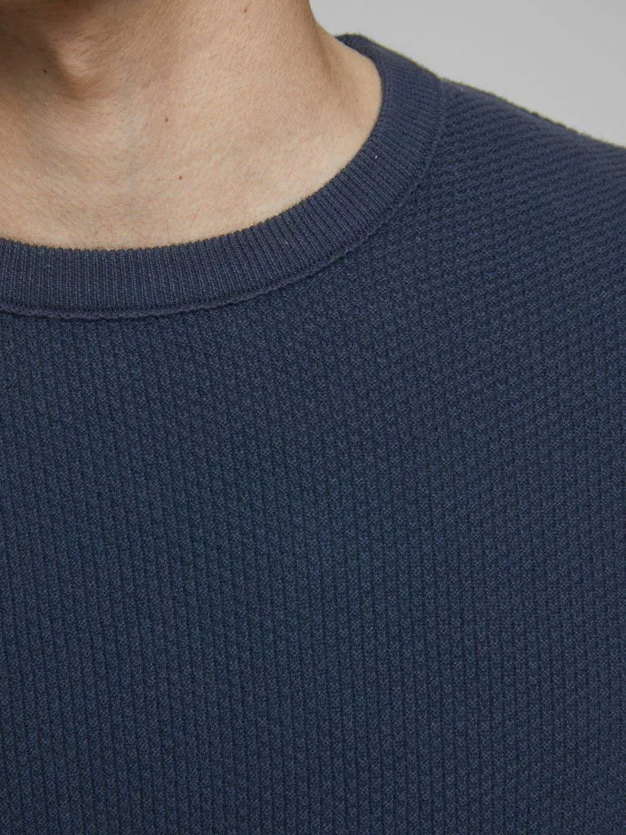 Jack & Jones Jjeaaron Knit Crew Neck Sweater, Blazer Blu Marine, S - immagine 6