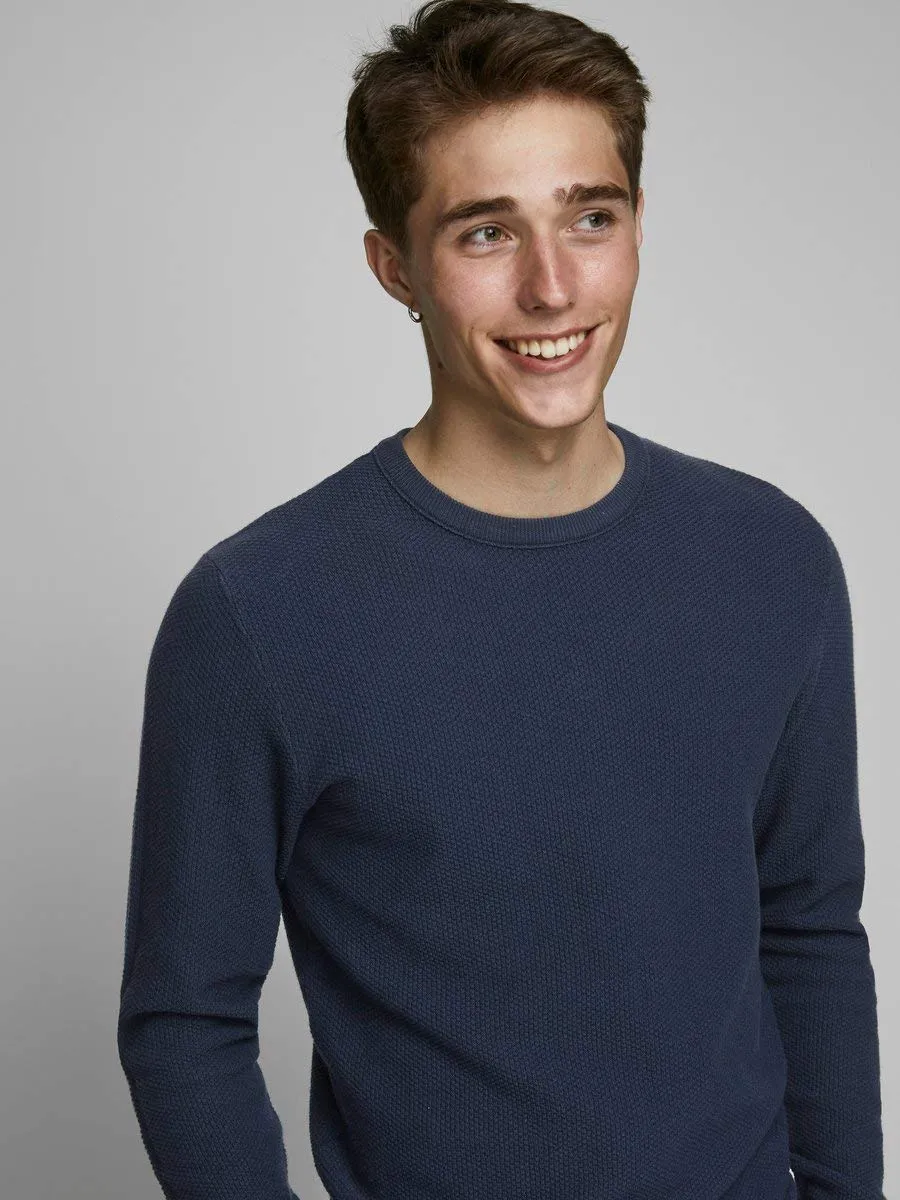 Jack & Jones Jjeaaron Knit Crew Neck Sweater, Blazer Blu Marine, S - immagine 7