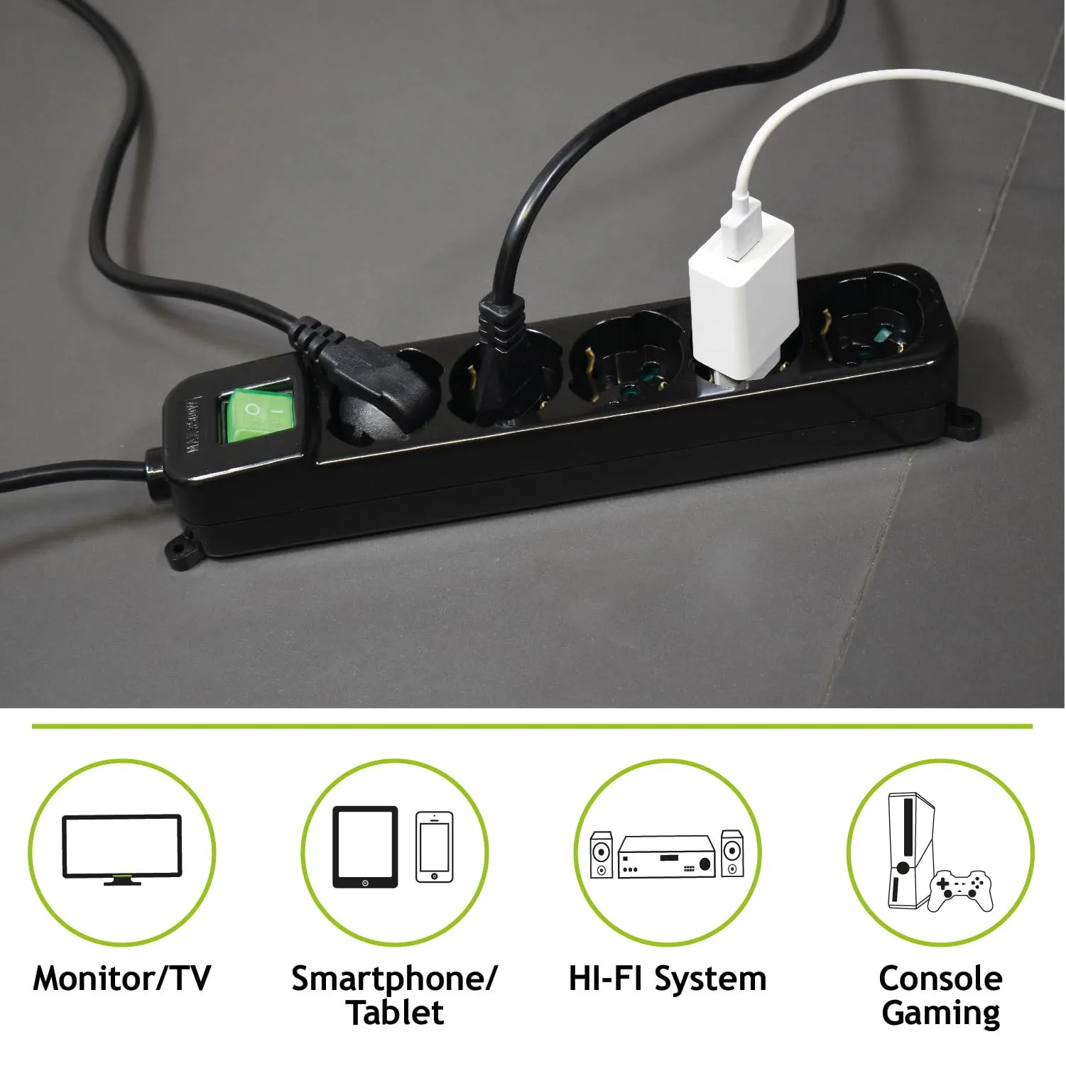 Tecnoware Multipresa 5 Posti Schuko/Ita 10A Nero FMP5IIG - immagine 5