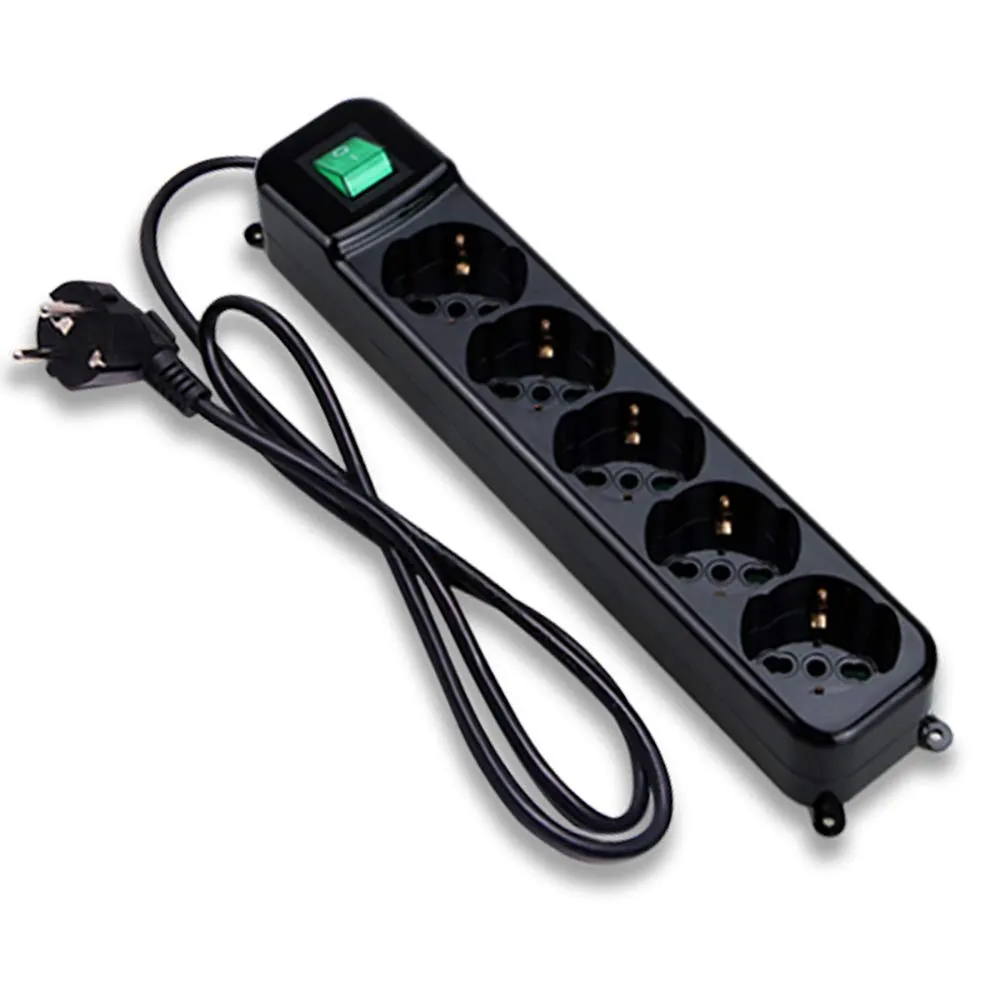 Tecnoware Multipresa Ciabatta Elettrica 5 Uscite Schuko/Italia 10/16A, Interruttore Luminoso e Protezione Bambini, Spina Ingresso Schuko, Nero - immagine 1