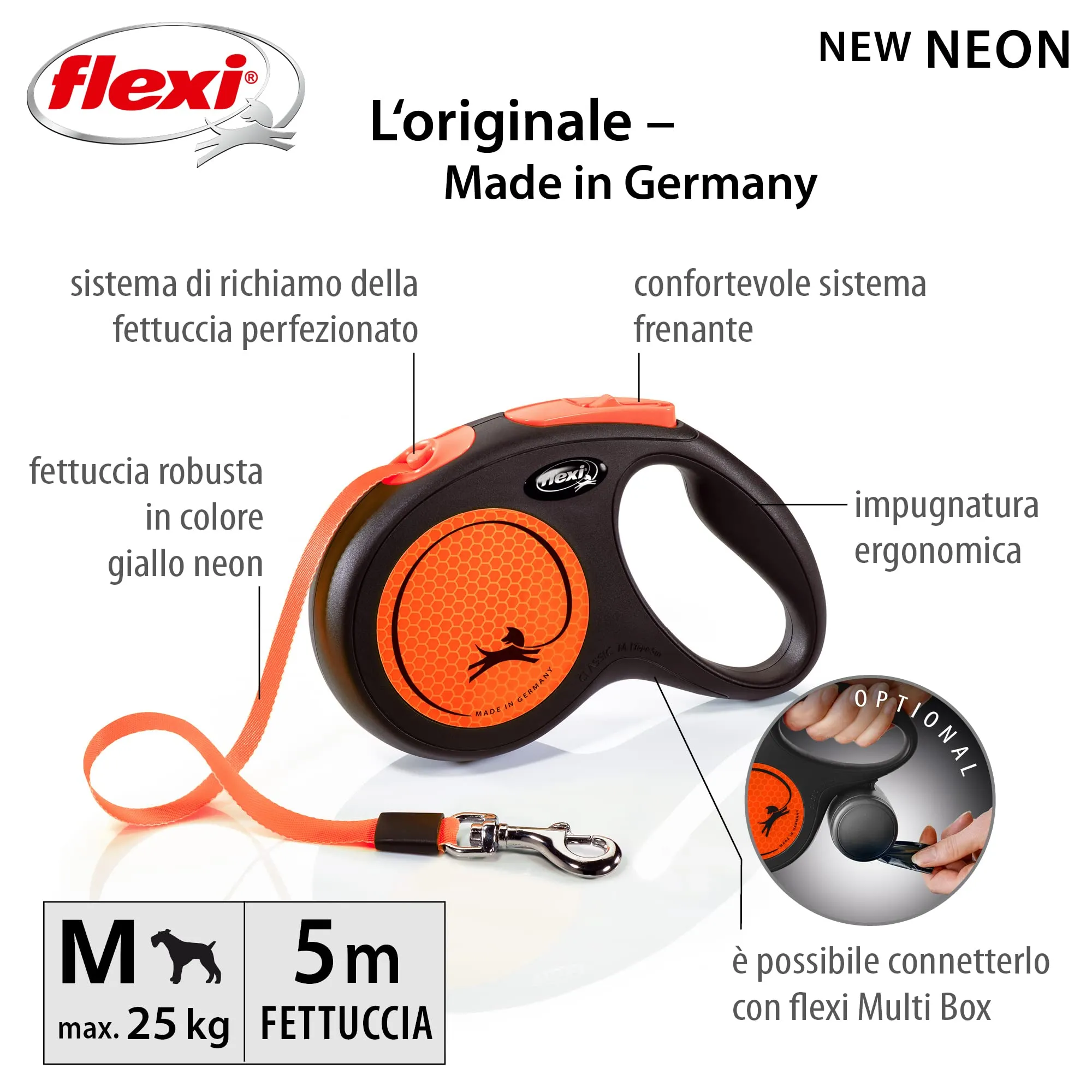 Flexi Nuovo Cintura Neon - Nero/Arancione Fluo - M - immagine 2