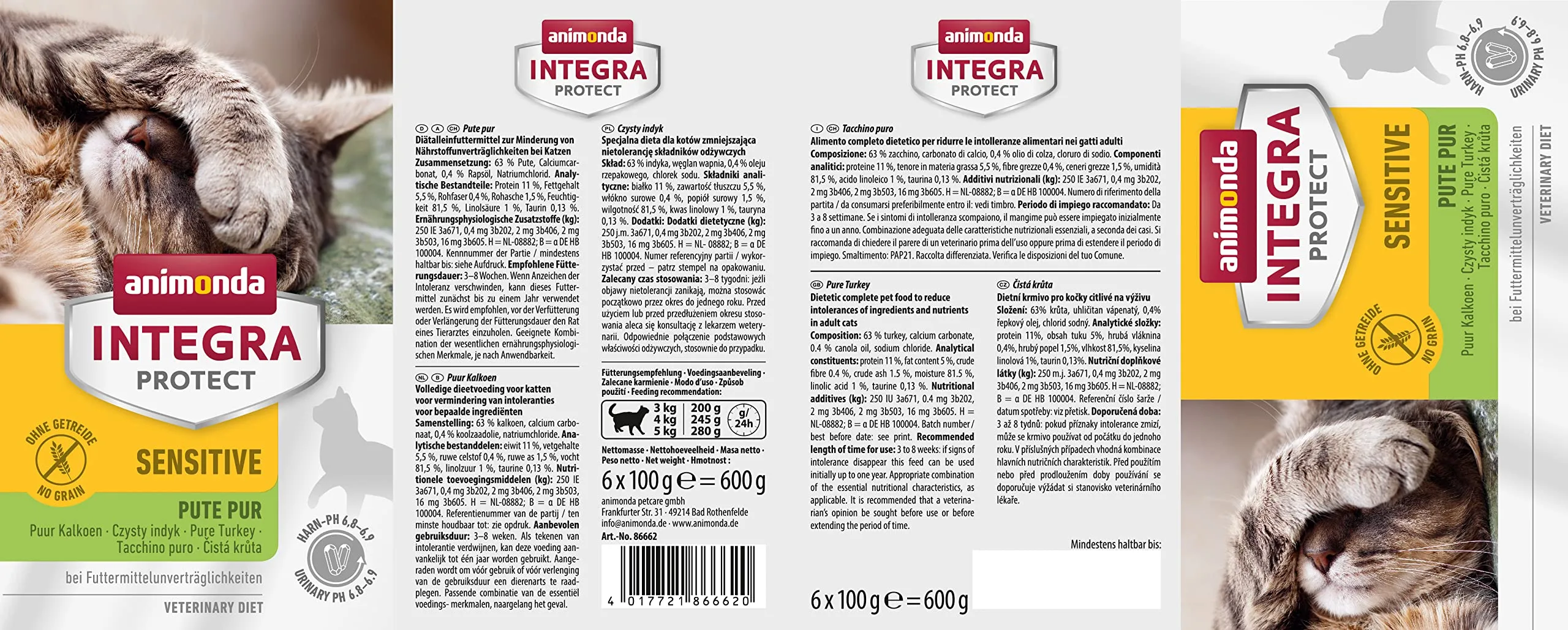 Animonda Integra Protect Cibo Umido per Gatti Sensitive Pute (6 x 100 g) - immagine 2