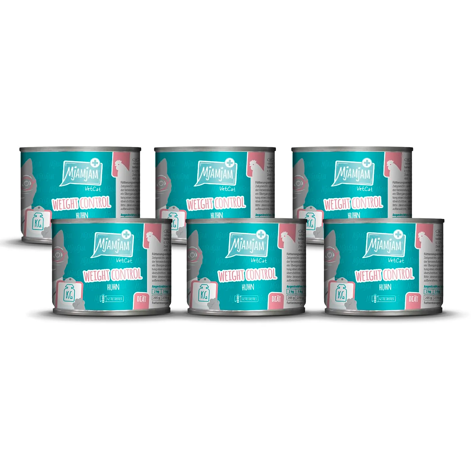 MjAMjAM VetCat Cibo Umido Premium per Gatti Diet Controllo del Peso Pollo, Senza Cereali, 6 x 200 g - immagine 1