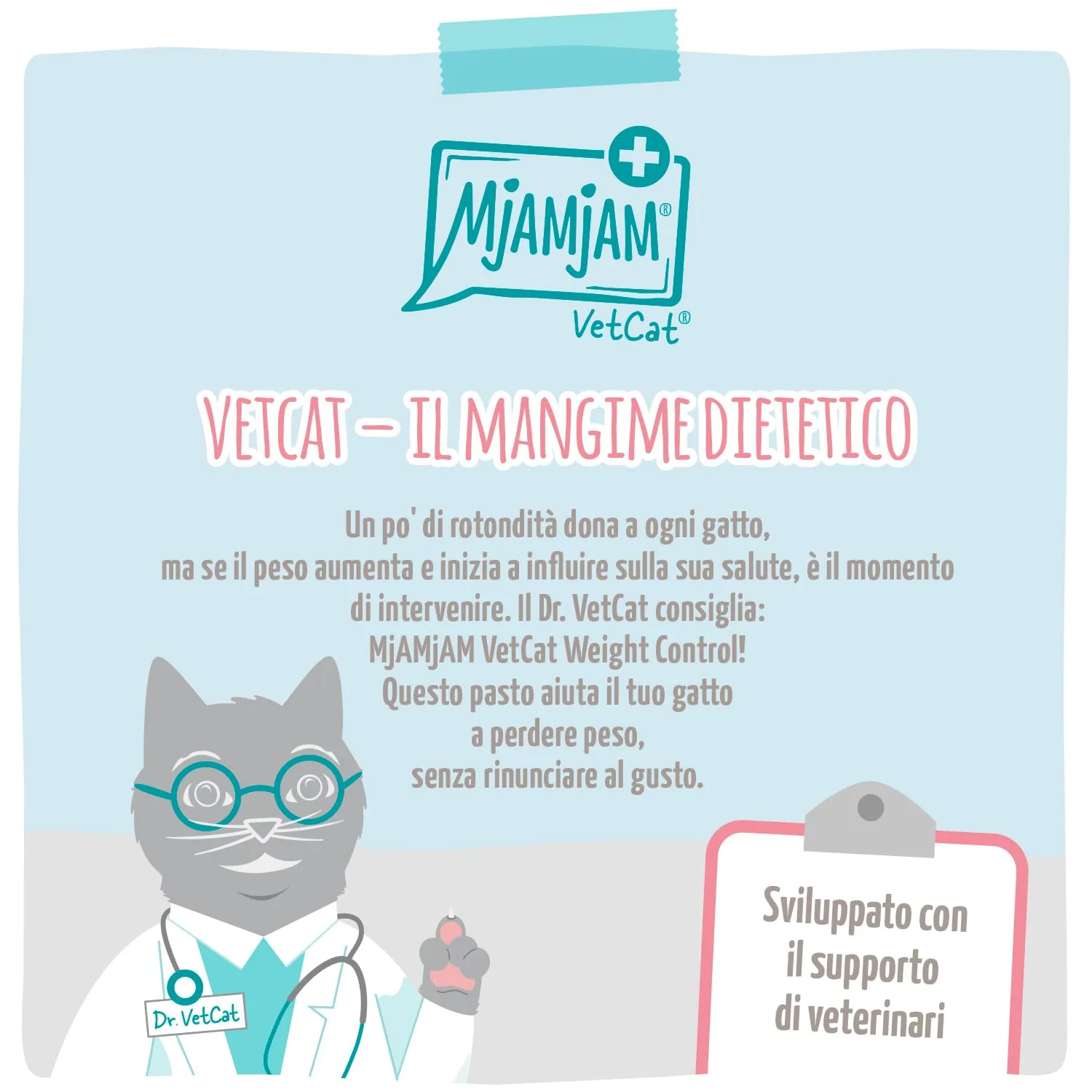 MjAMjAM VetCat Cibo Umido Premium per Gatti Diet Controllo del Peso Pollo, Senza Cereali, 6 x 200 g - immagine 2