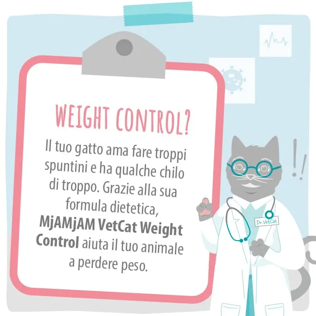 MjAMjAM VetCat Cibo Umido Premium per Gatti Diet Controllo del Peso Pollo, Senza Cereali, 6 x 200 g - immagine 5