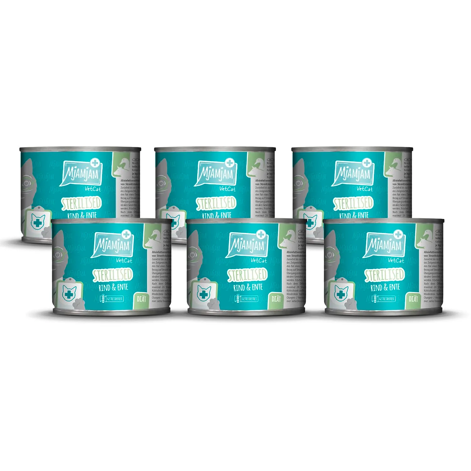 MjAMjAM VetCat Diet Sterilizzato Manzo & Anatra, Senza Cereali, 6 x 200g - immagine 1