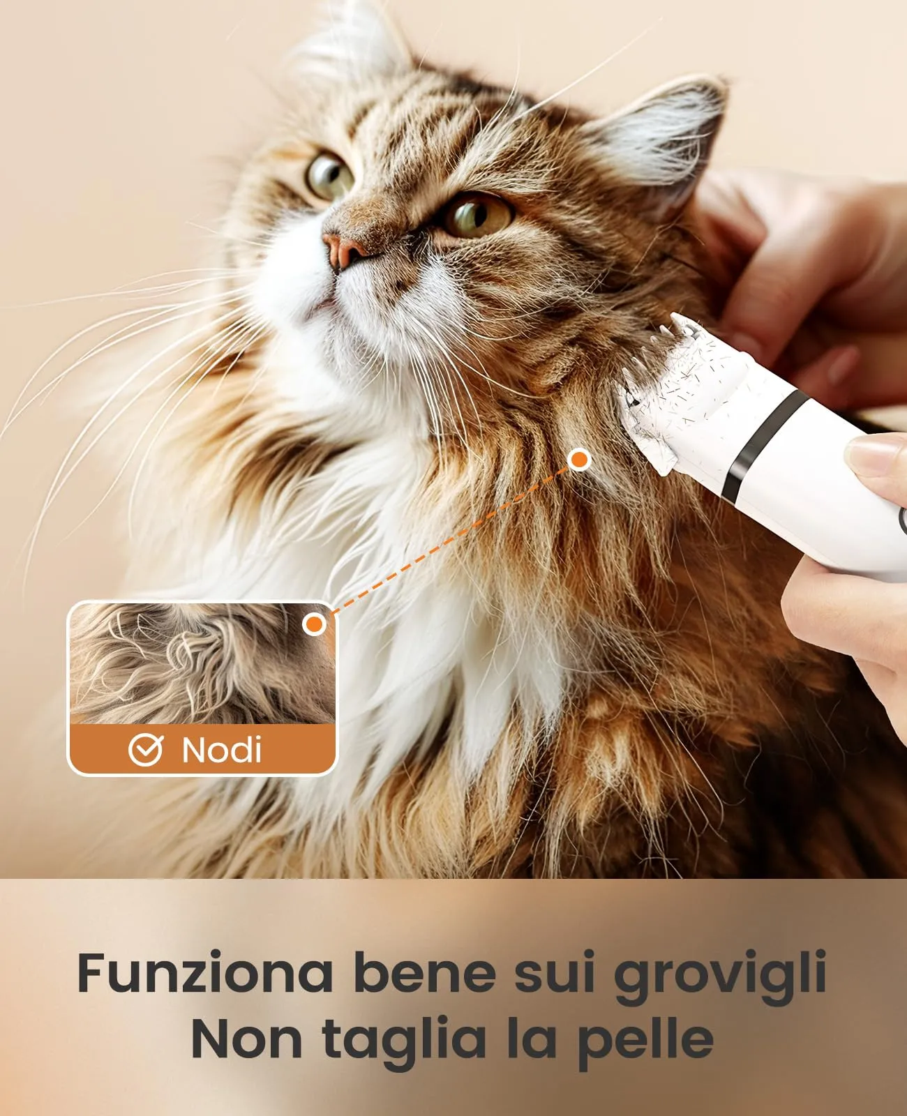 oneisall Rasoio 3 in 1 per cani e gatti, Professionale per zampe, glutei e nodi (Bianco) - immagine 7