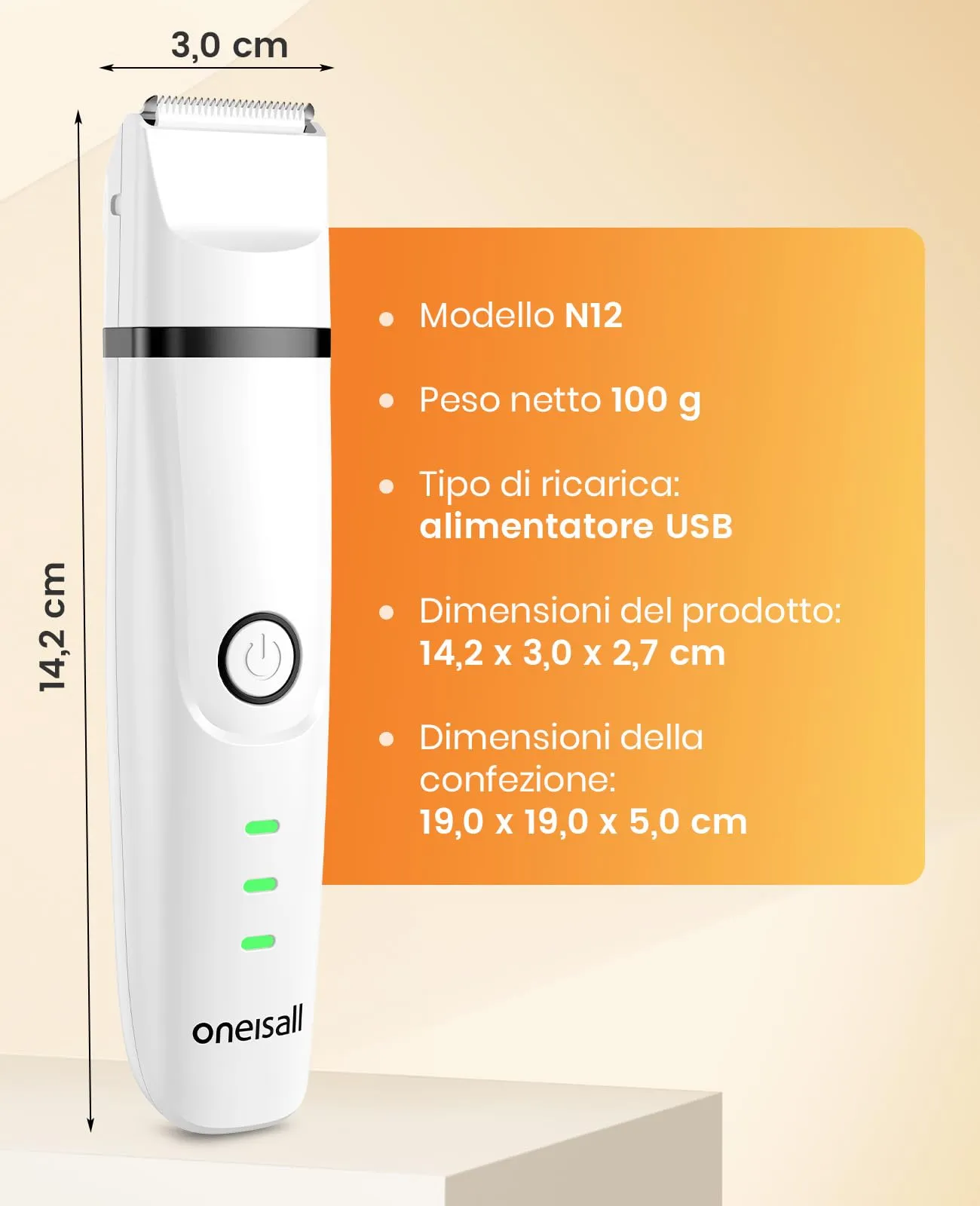 oneisall Rasoio 3 in 1 per cani e gatti, Professionale per zampe, glutei e nodi (Bianco) - immagine 8