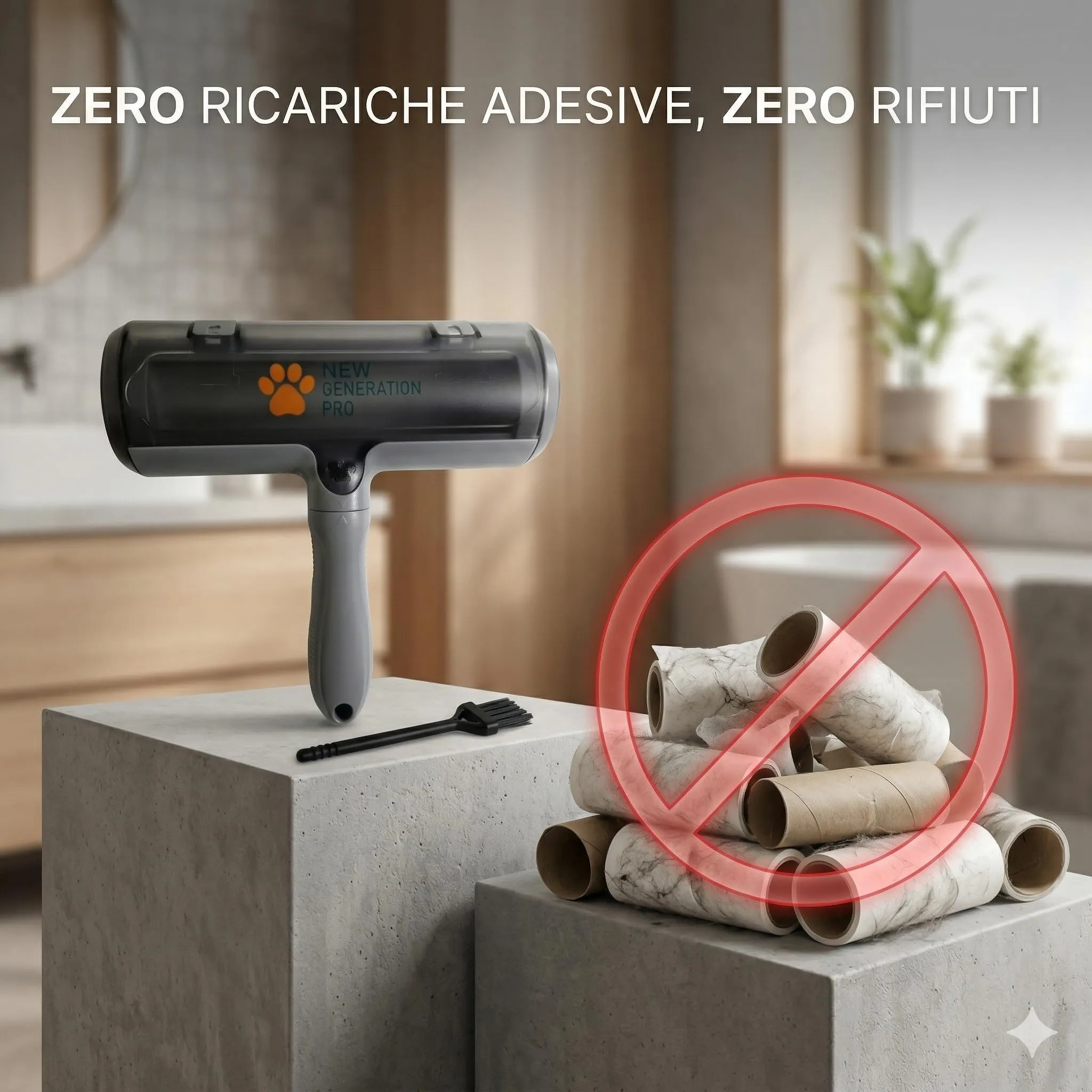 New Generation Pro Spazzola Leva Peli Animali per Cane e Gatto, Rullo Elettrostatico Bidirezionale 17cm Riutilizzabile, Kit Completo - immagine 7