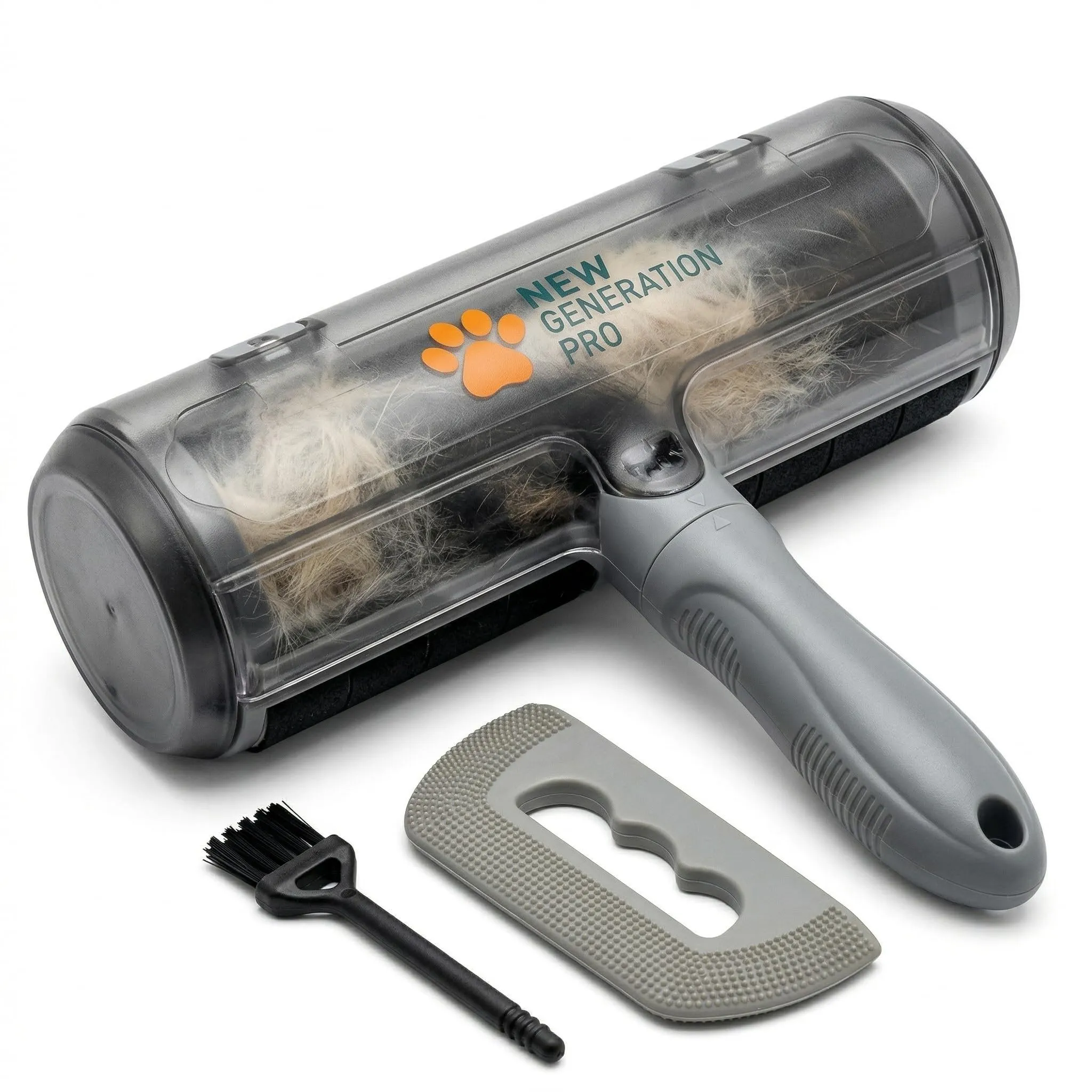 New Generation Pro Spazzola Leva Peli Animali per Cane e Gatto, Rullo Elettrostatico Bidirezionale 17cm Riutilizzabile, Kit Completo - immagine 8