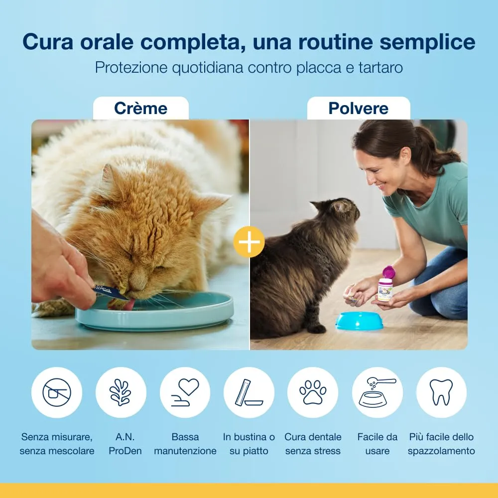ProDen PlaqueOff Kit Cura Dentale per Gatti - Polvere 40g e 6 Snack Cremosi - immagine 8