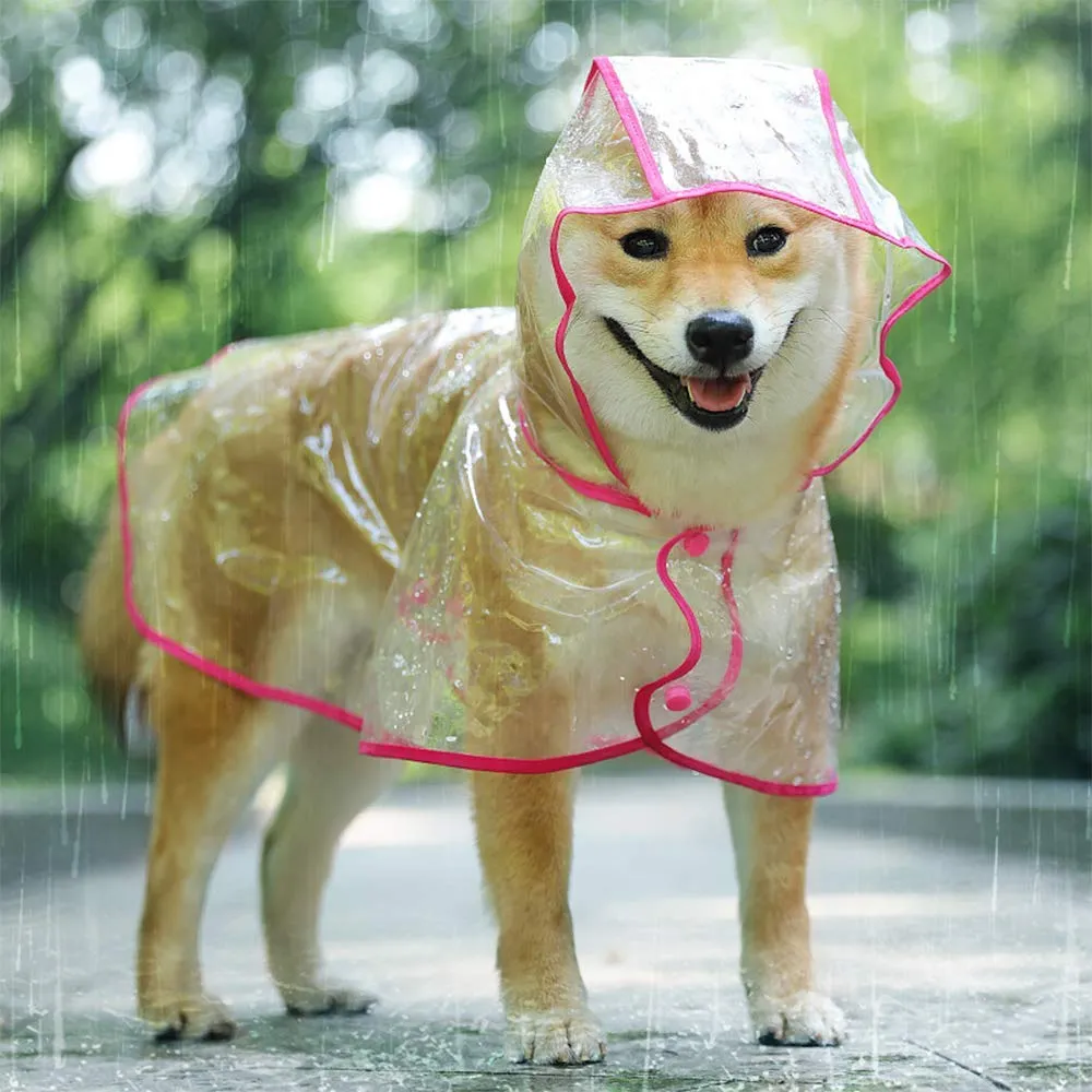 KoKoBin Poncho Impermeabile Catarifrangente per Cani e Gatti in PVC Trasparente con Cappuccio, Rosso, M - immagine 1