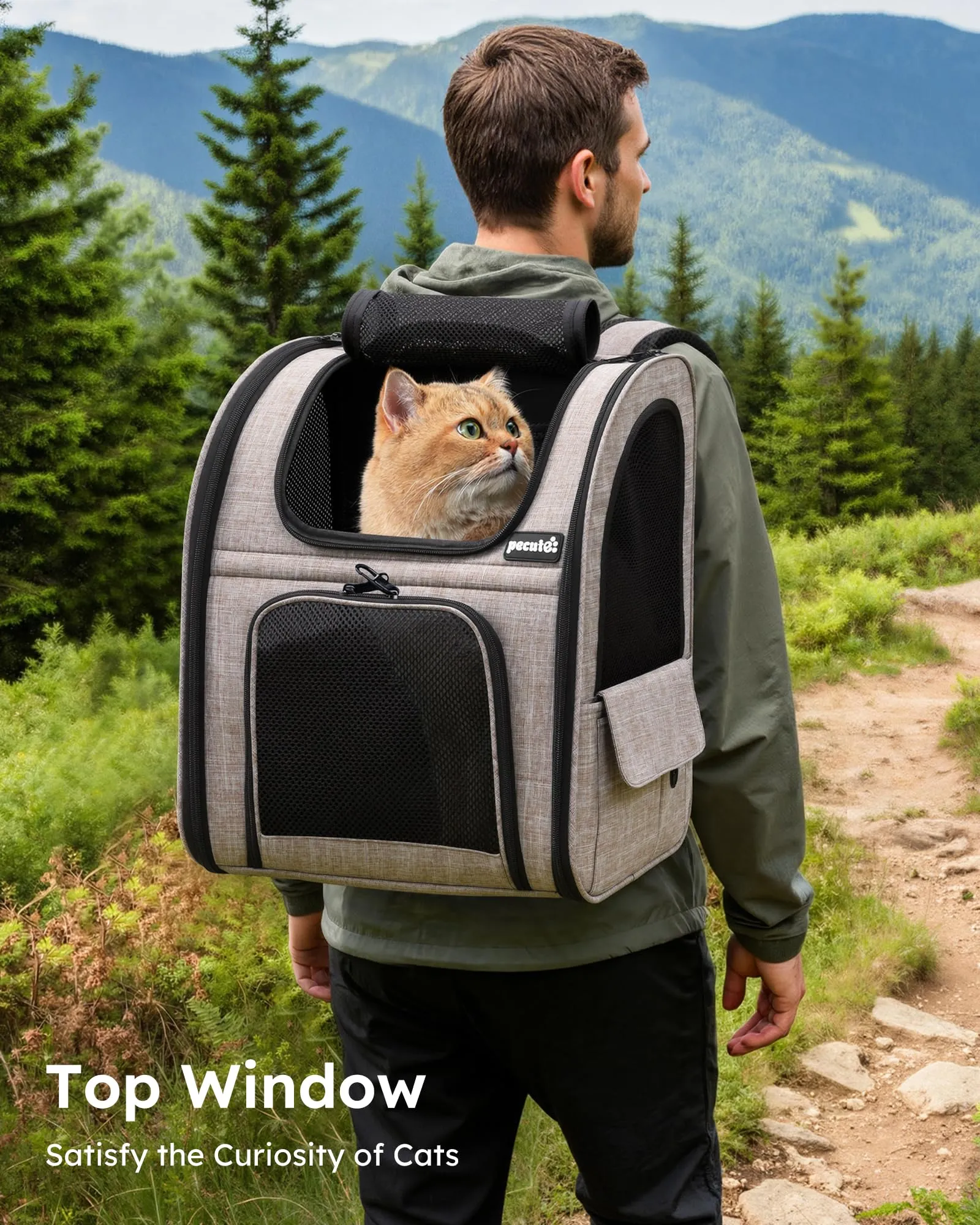 Pecute Zaino Trasportino Estensibile per Cani e Gatti, Cuccia Portatile PSM-04M - immagine 4