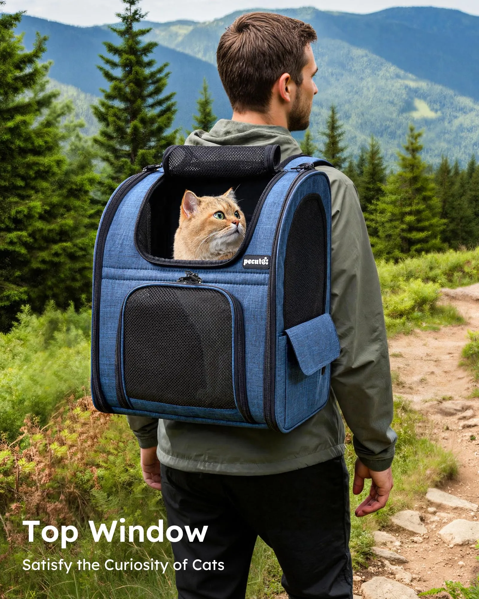 Pecute Zaino per Cani e Gatti Estensibile, Trasportino Portatile PSM-05M - immagine 4