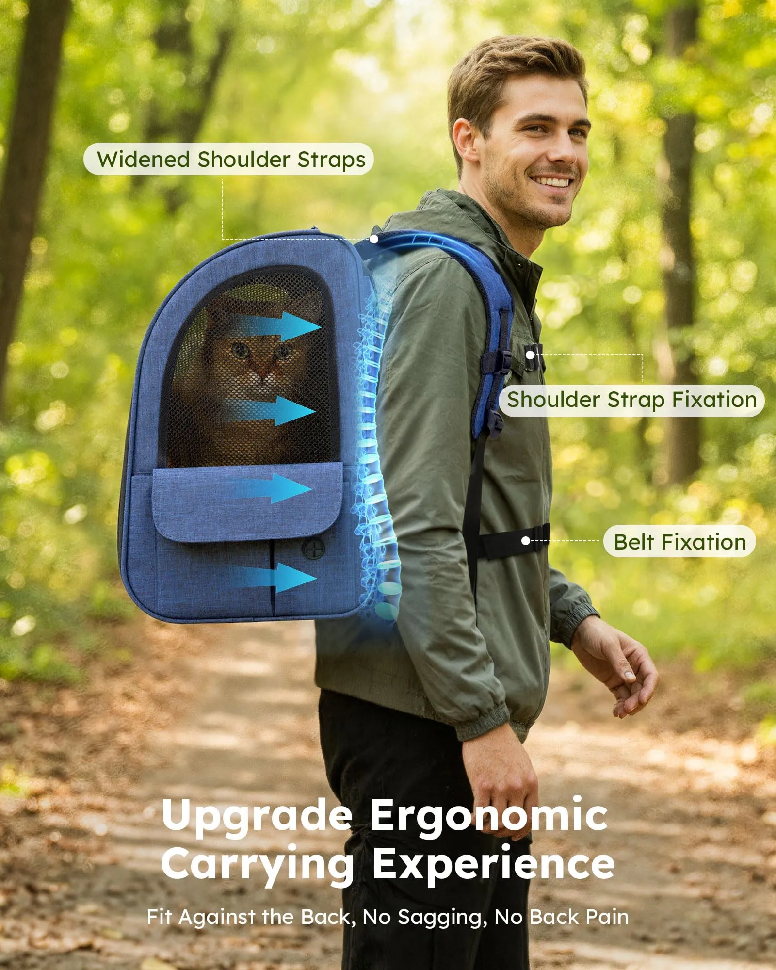 Pecute Zaino per Cani e Gatti Estensibile, Trasportino Portatile PSM-05M - immagine 6