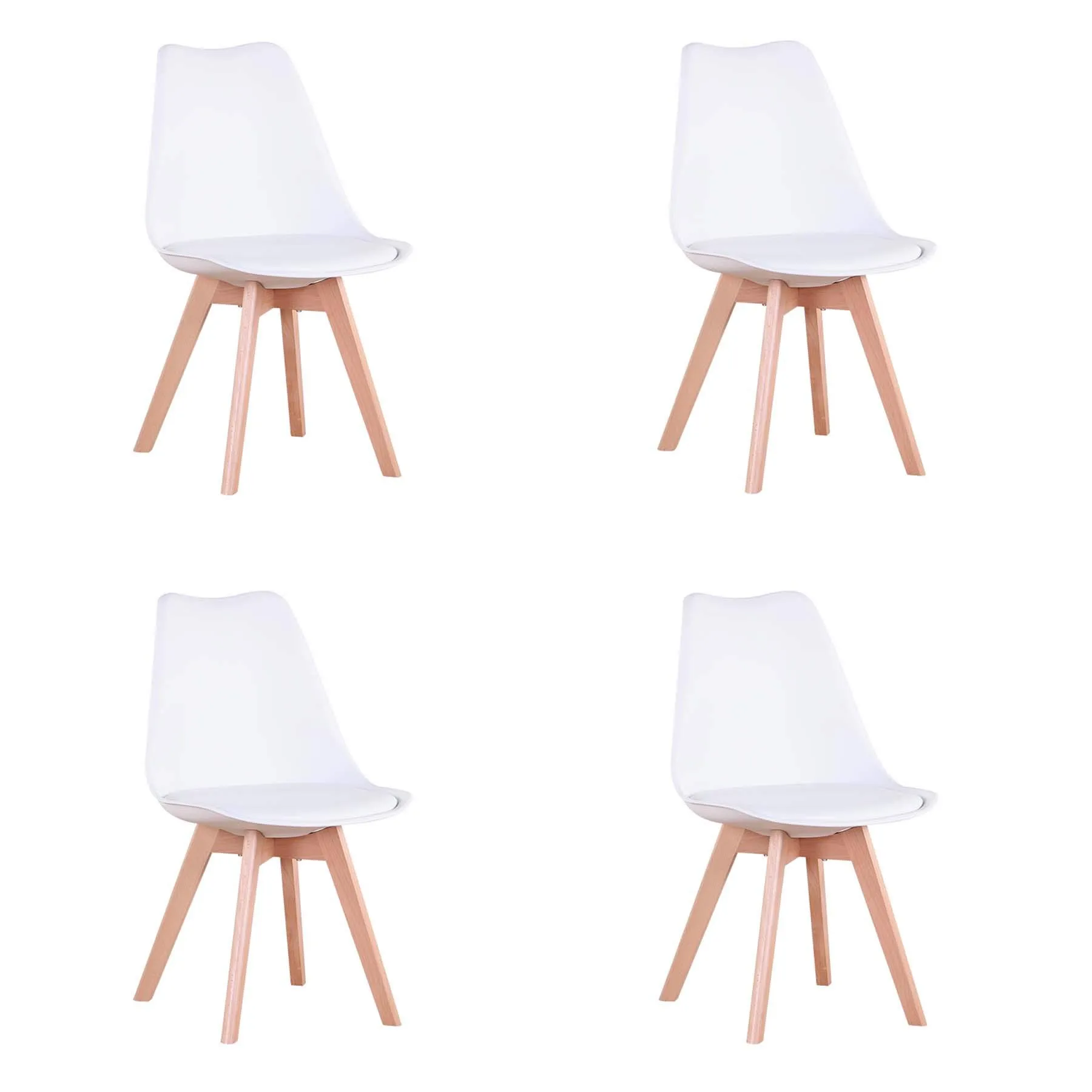 GrandCA HOME Set di 4 Sedie Sala da Pranzo in Legno Massello di Faggio, Bianco - immagine 1