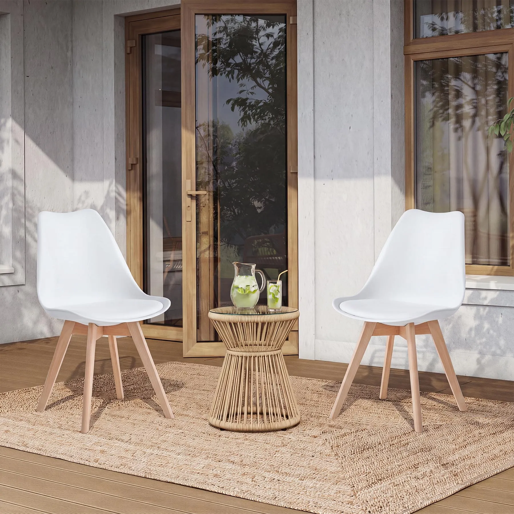 GrandCA HOME Set di 4 Sedie Sala da Pranzo in Legno Massello di Faggio, Bianco - immagine 8