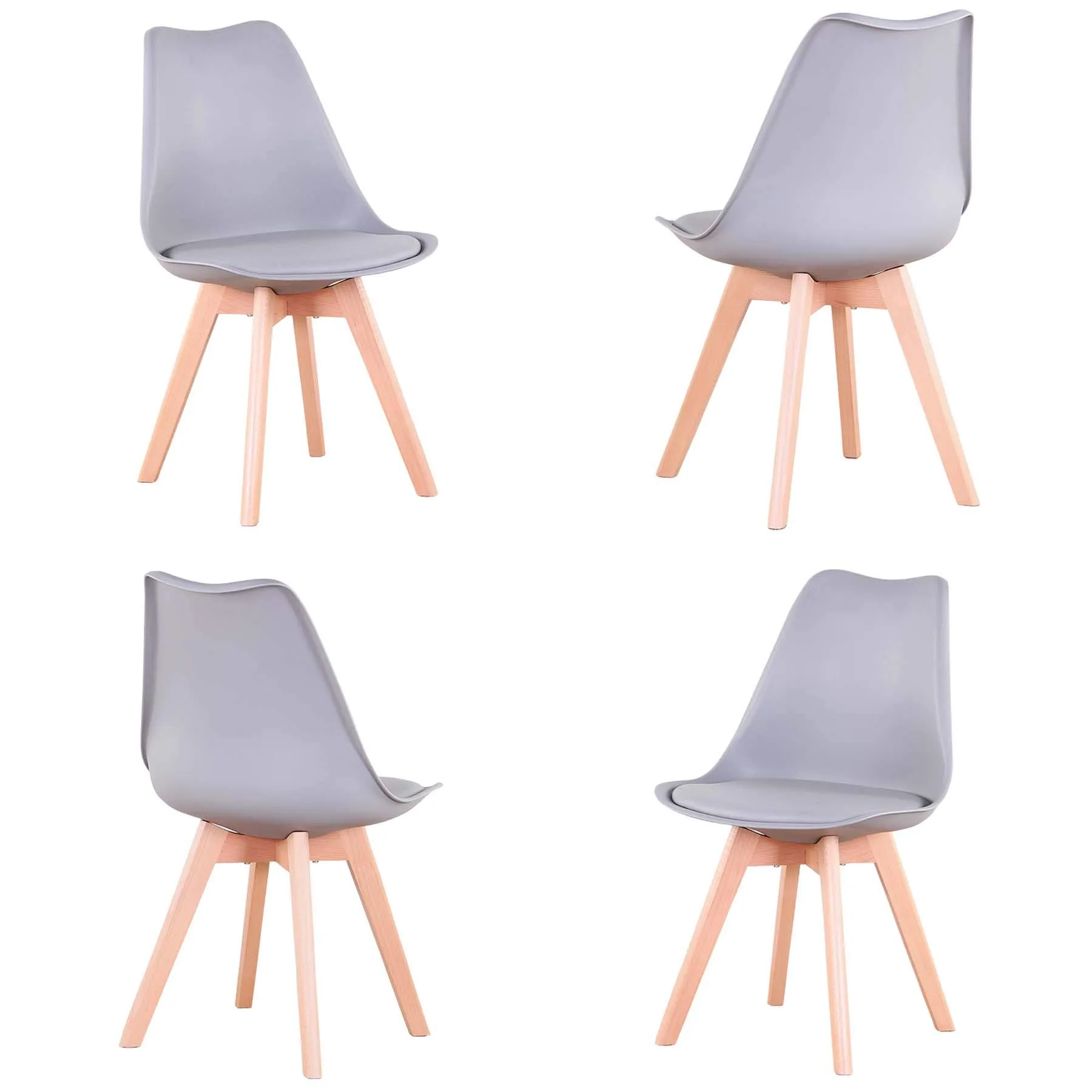 GrandCA HOME Set di 4 Sedie Sala da Pranzo in Legno Massello di Faggio, Grigio - immagine 1