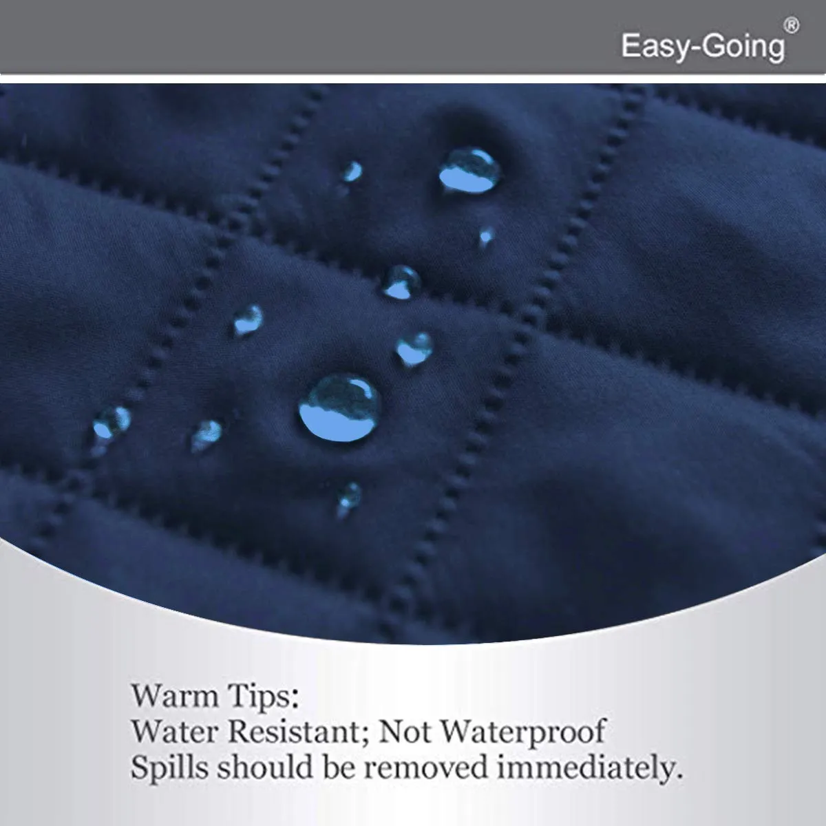 Easy-Going Copridivano Reversibile 4 Posti Impermeabile con Cinghie Elastiche e Bastoncini in Schiuma, XXL, Blu Navy/Avorio - immagine 5
