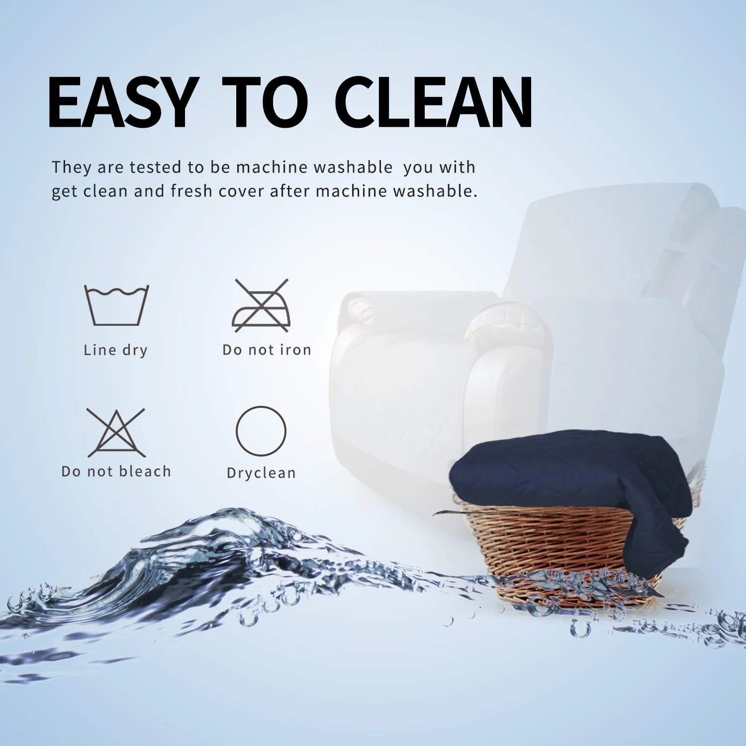 Easy-Going Copridivano Reversibile Impermeabile per Sedia Reclinabile, Blu Navy/Avorio - immagine 7