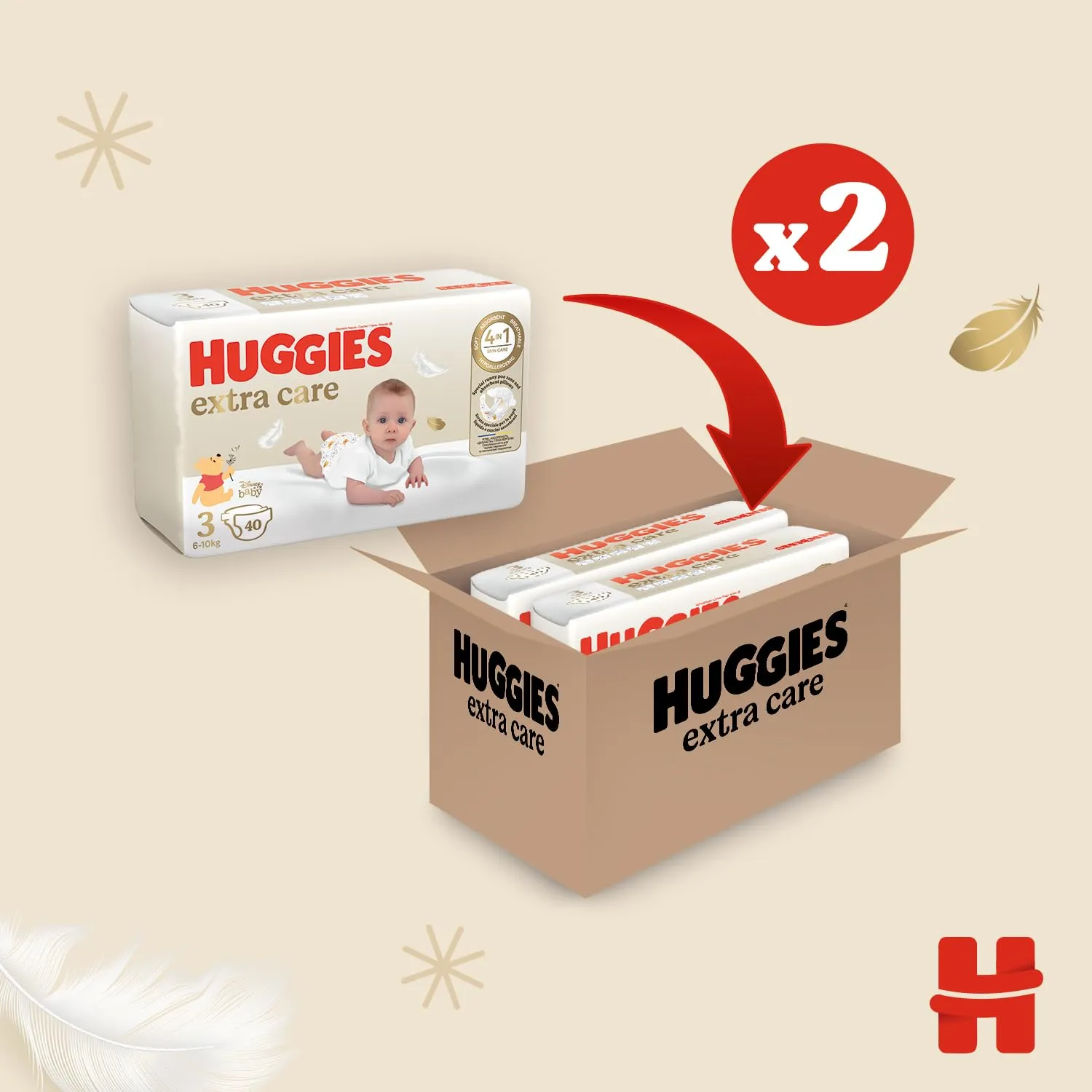 Huggies Extra Care Pannolini, Taglia 3 (4-9kg), 80 Pezzi - immagine 2