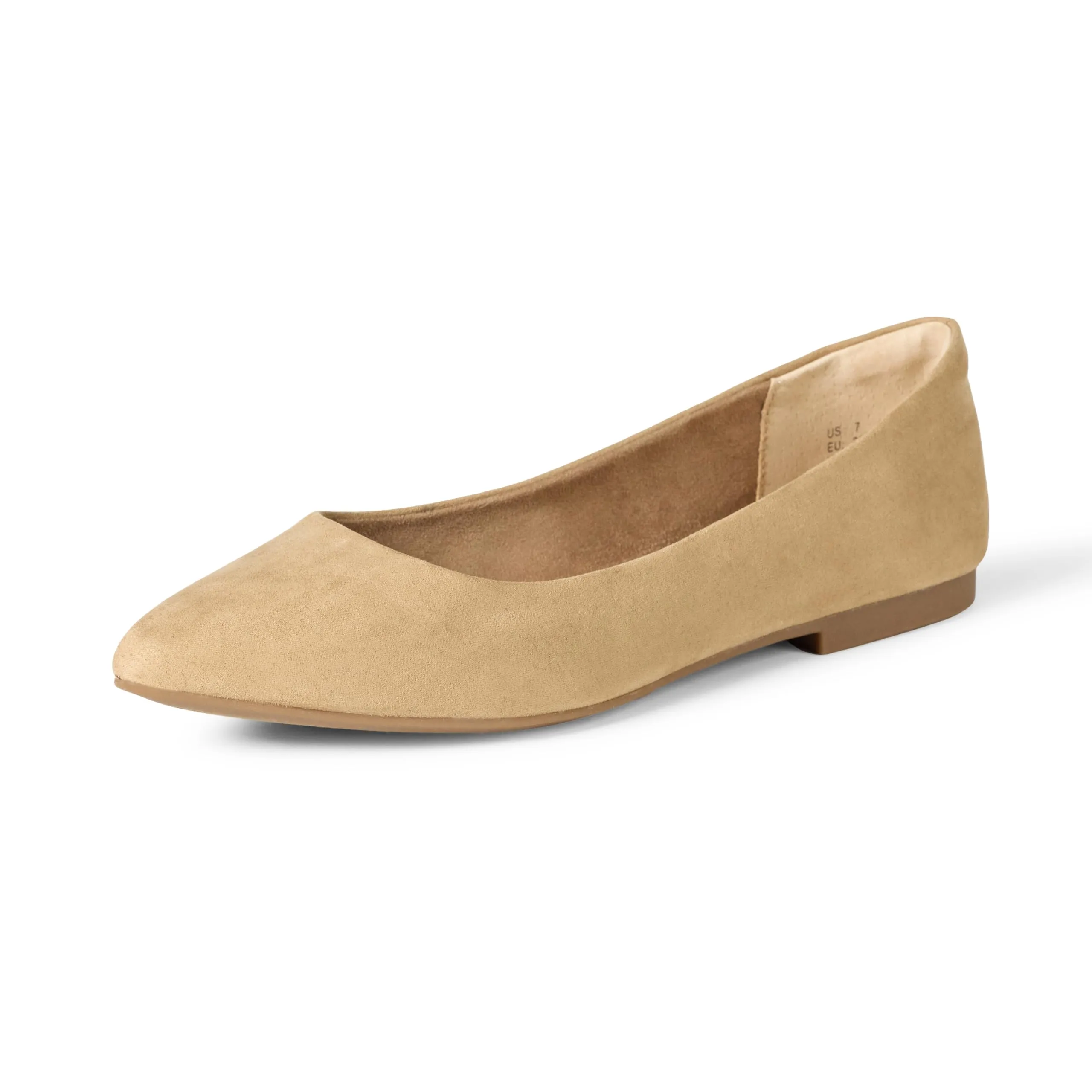 Amazon Essentials Ballerine da donna a punta in microcamoscio beige, larghezza 40 - immagine 1