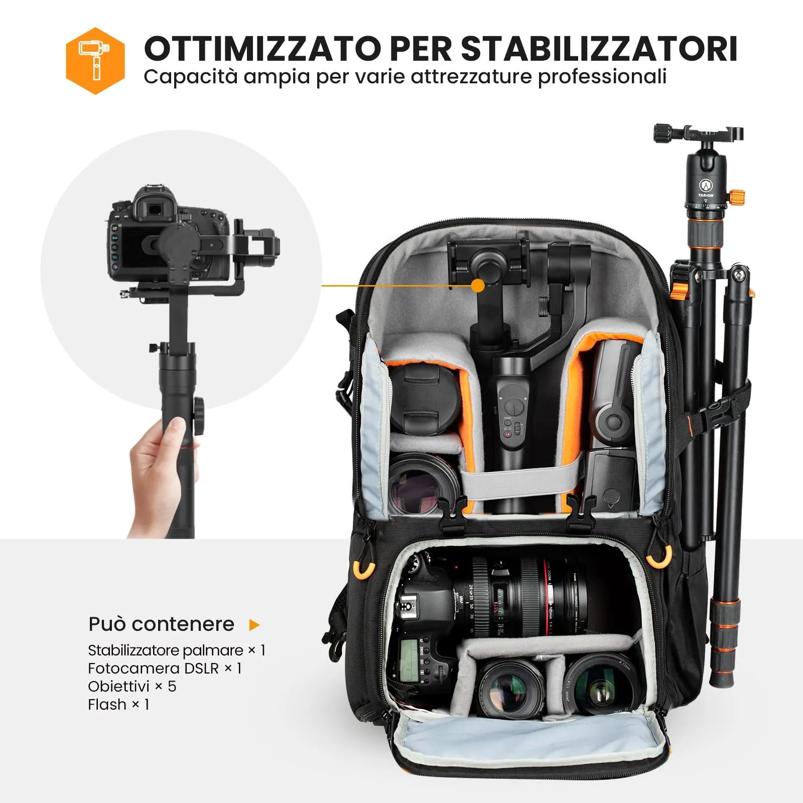 TARION Zaino Fotografico con Scomparto Laptop 15,6'' PBL - immagine 4