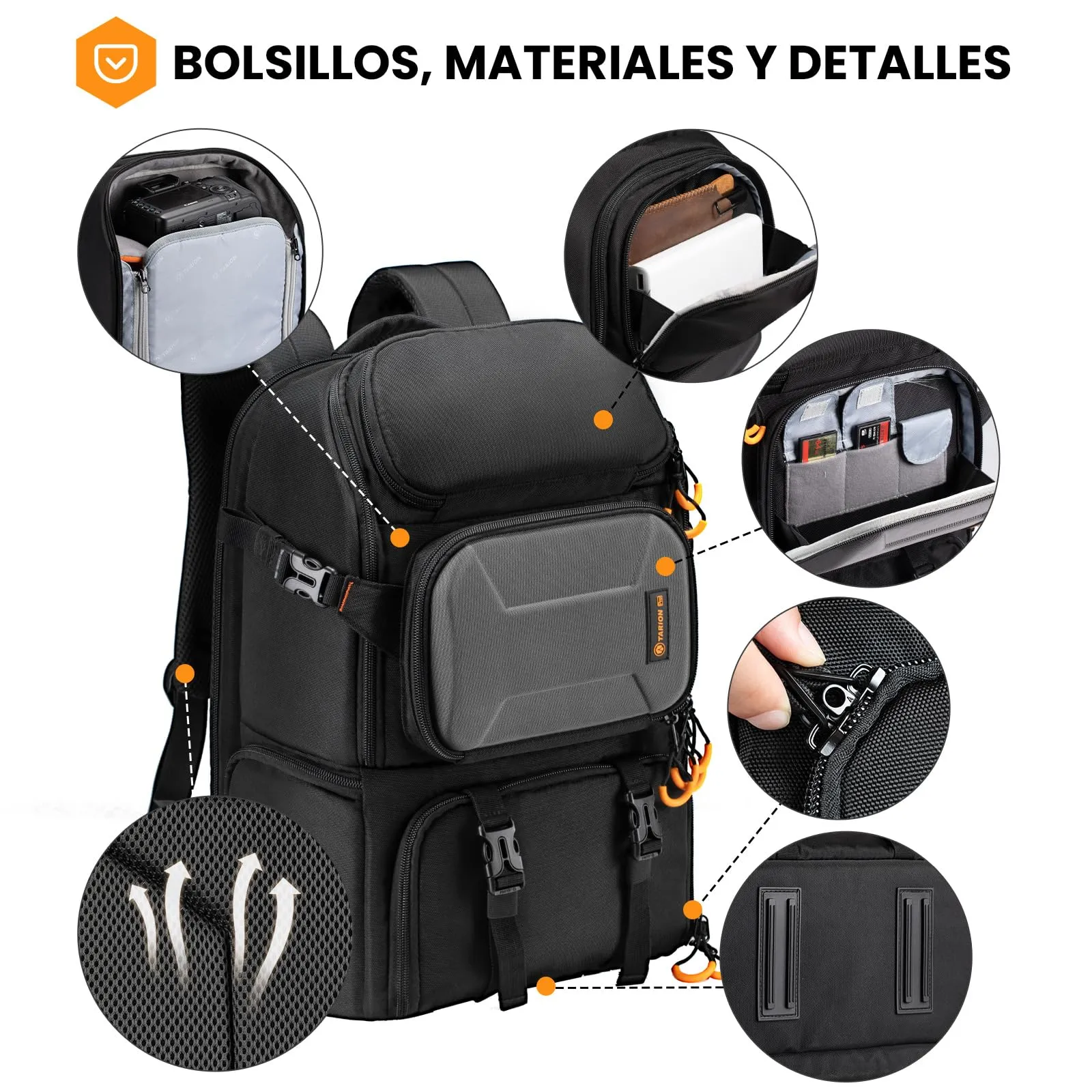 TARION Zaino Fotografico con Scomparto Laptop 15,6'' PBL - immagine 6