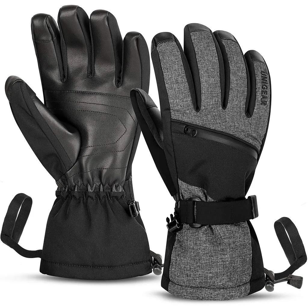 Unigear Guanti Sci Uomo Donna Termici Impermeabili Antiscivolo Snowboard - Nero-Grigio - XS - immagine 1