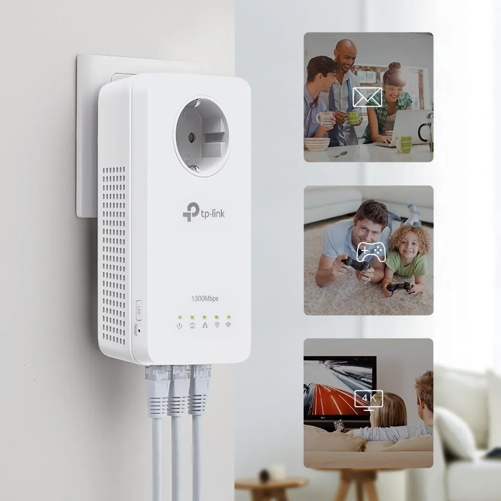 TP-Link TL-WPA8631P Kit Powerline WiFi AV1300 AC1200 Dual Band, 3 Porte Gigabit, Bianco - immagine 8