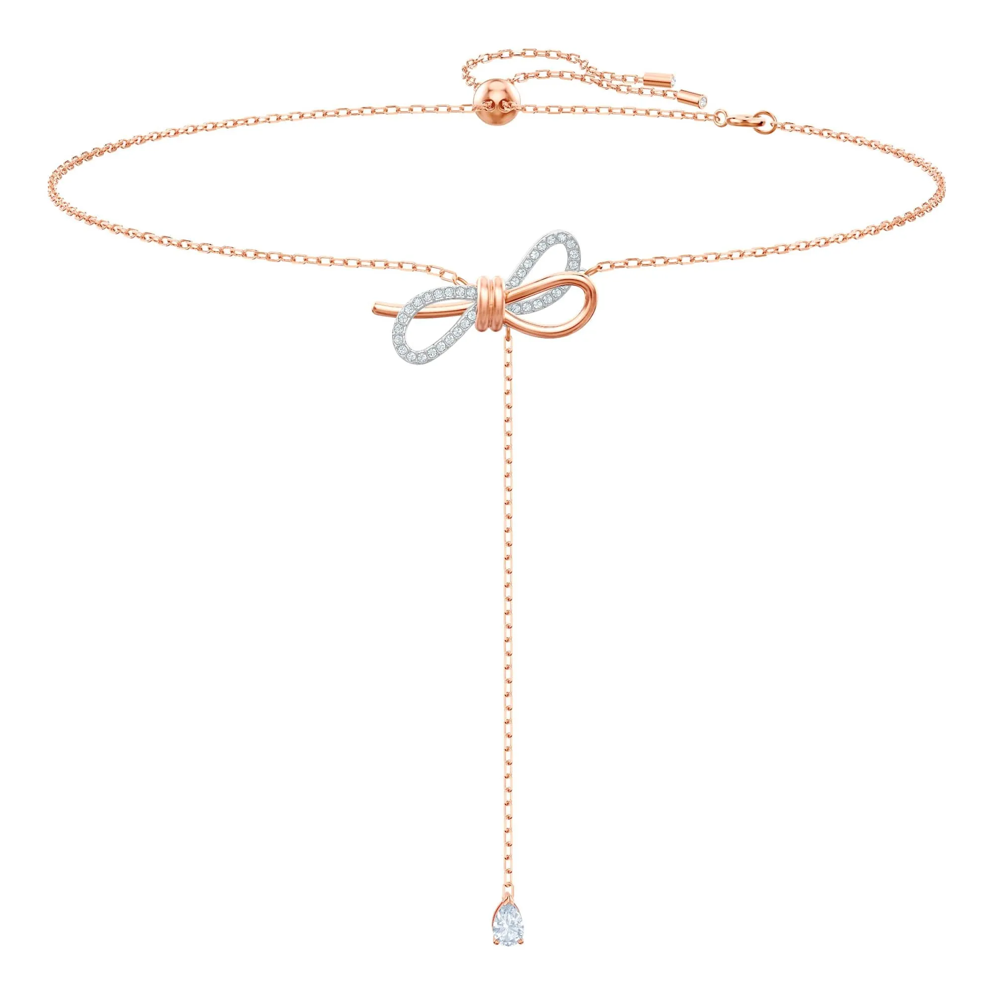 Swarovski Lifelong Bow Necklace, White, Mixed Finishes - immagine 1