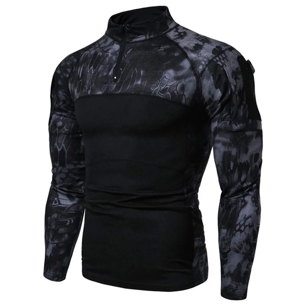 MakingDa Camicia Tattica da Combattimento Uomo 1/4 Zip Pitone Mimetico Nero 3XL - immagine 1