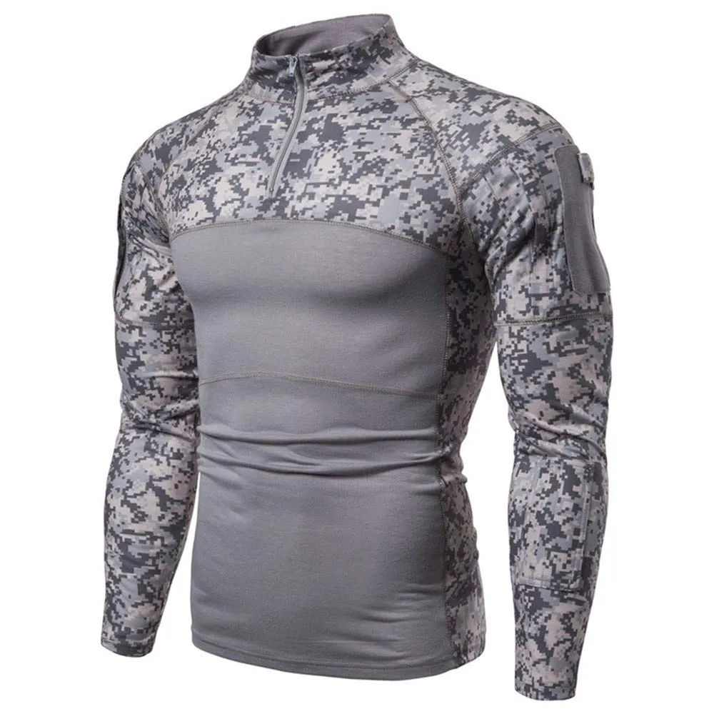 MakingDa Camicia Tattica Uomo a Maniche Lunghe 1/4 Zip Grigio Mimetico Digitale XL - immagine 1