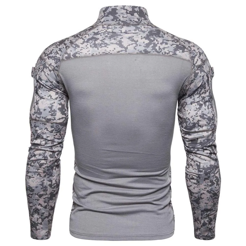 MakingDa Camicia Tattica Maniche Lunghe Uomo 1/4 Zip Grigio Mimetico Digitale, M - immagine 3