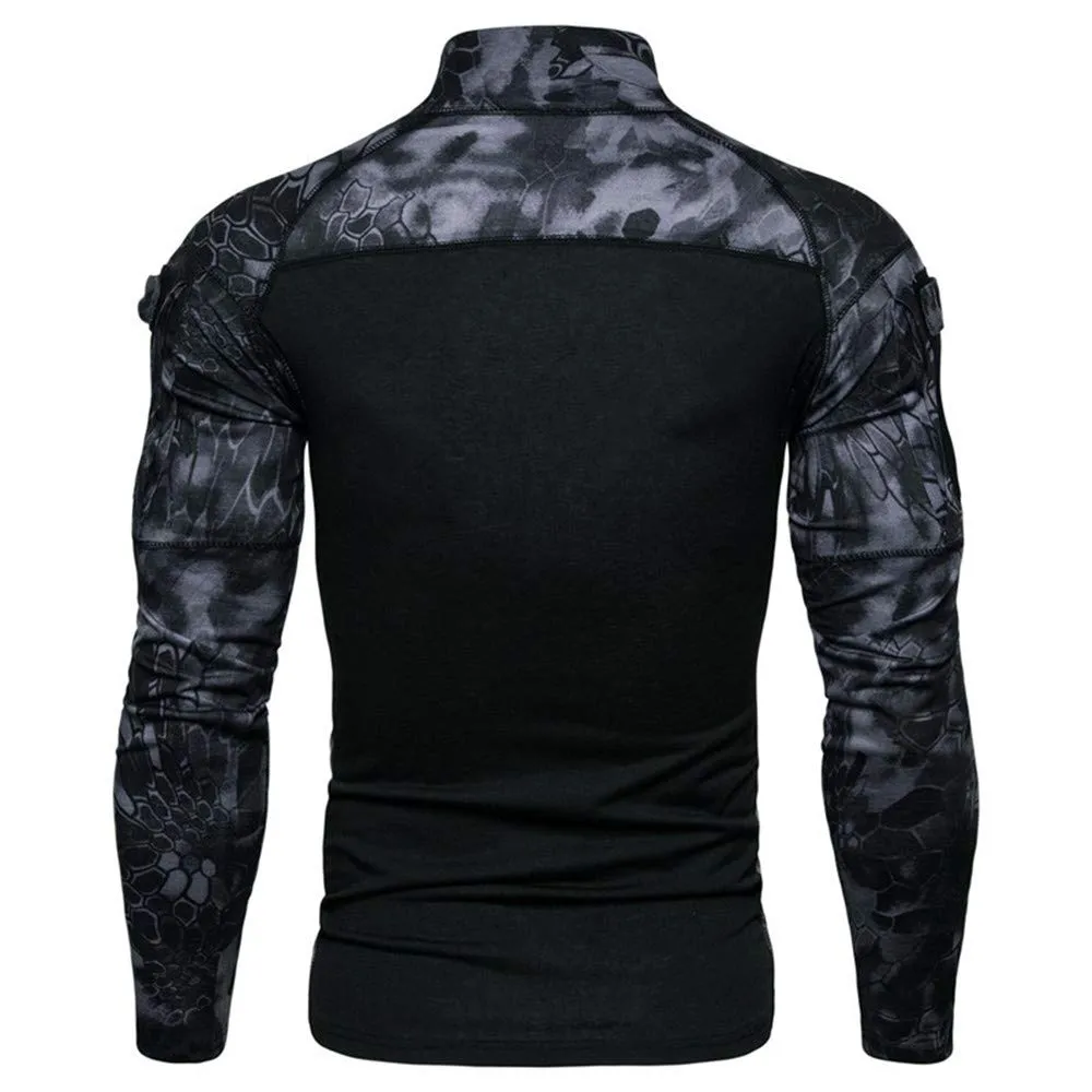 MakingDa Camicia Tattica Uomo Maniche Lunghe 1/4 Zip Pitone Mimetico Nero XXL - immagine 3