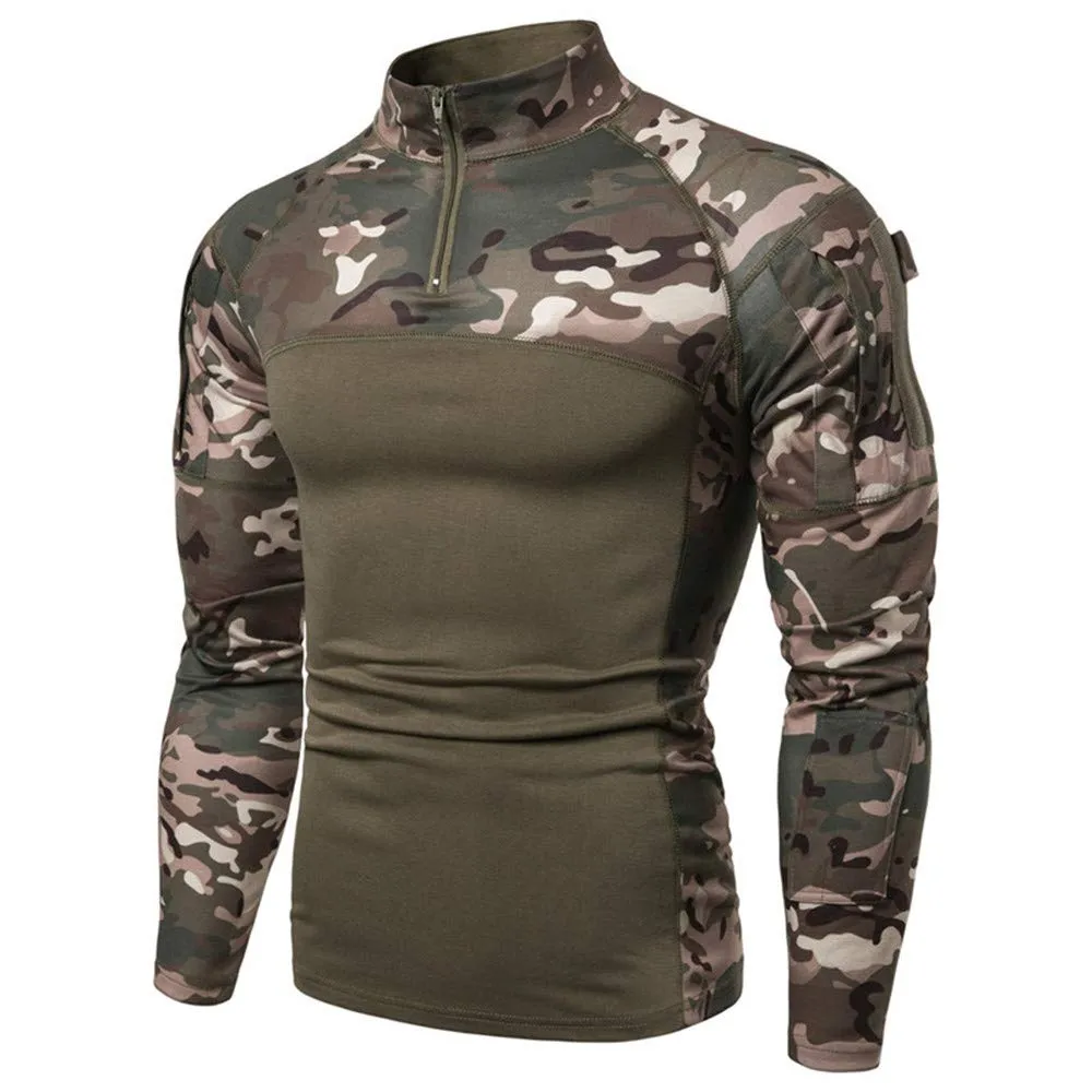 MakingDa Camicia Tattica Maniche Lunghe Uomo Zip 1/4 Verde Mimetico M - immagine 1