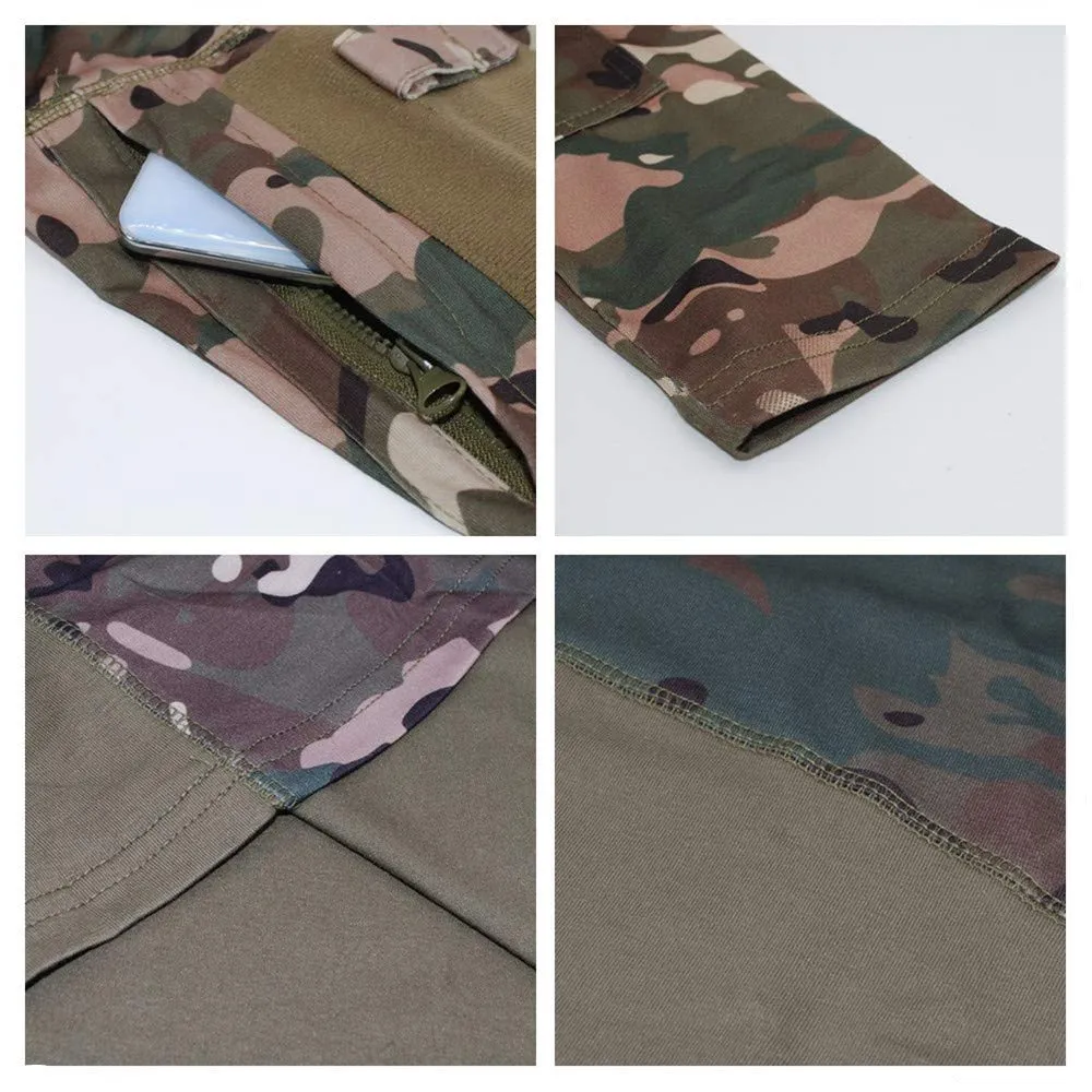 MakingDa Camicia Tattica da Combattimento Uomo Maniche Lunghe con Zip 1/4, Verde Mimetico, XXL - immagine 4