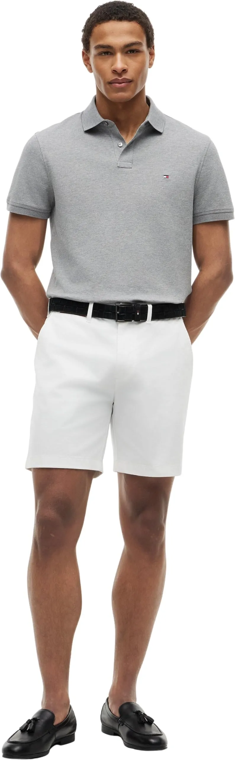 Tommy Hilfiger 1985 Regular Fit Men's Short Sleeve Polo Shirt, Medium Grey Heather, M - immagine 5