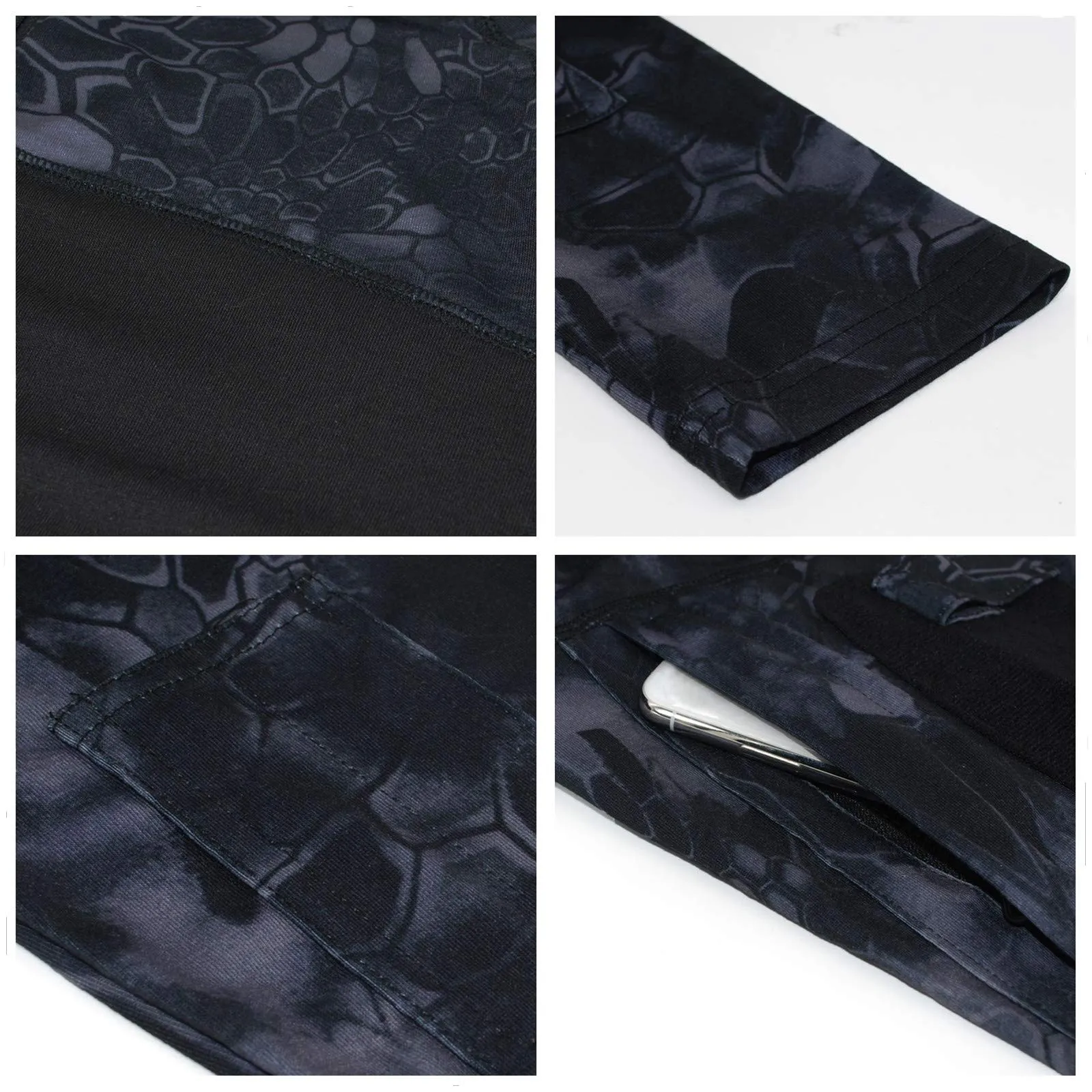 MakingDa Camicia Tattica da Combattimento Uomo Maniche Lunghe Zip 1/4 Nero Mimetico Pitone L - immagine 4