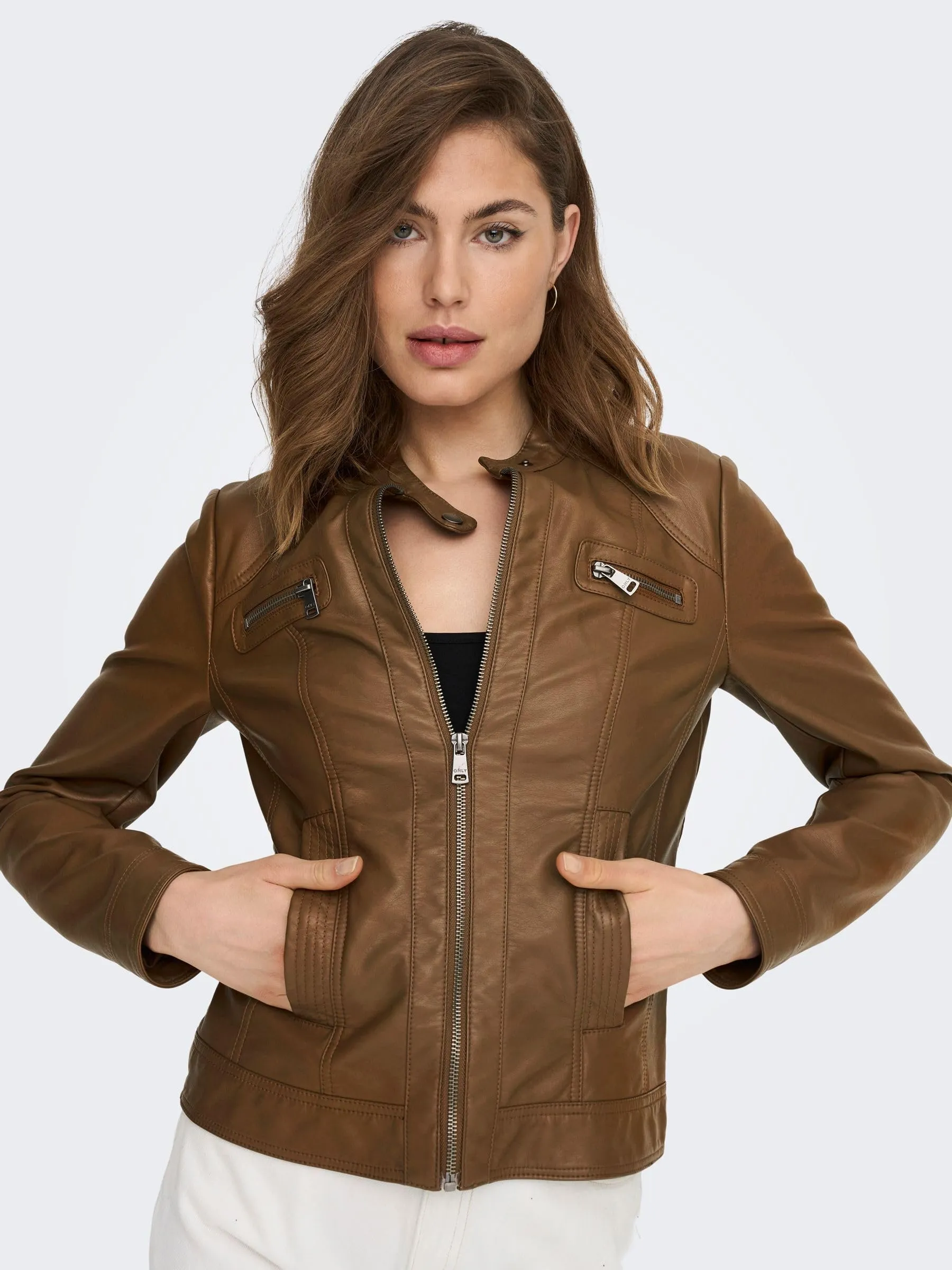 ONLY Onlbandit Giacca in Finta Pelle Marrone 40 - immagine 6