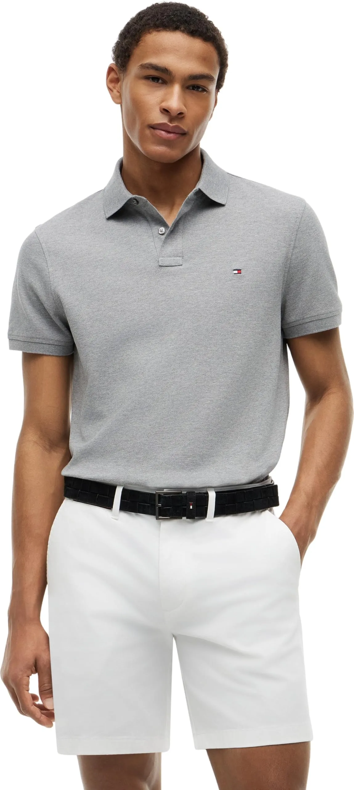 Tommy Hilfiger Uomo Maglietta Polo Maniche Corte 1985 Regular Fit, Medium Grey Heather, S - immagine 1