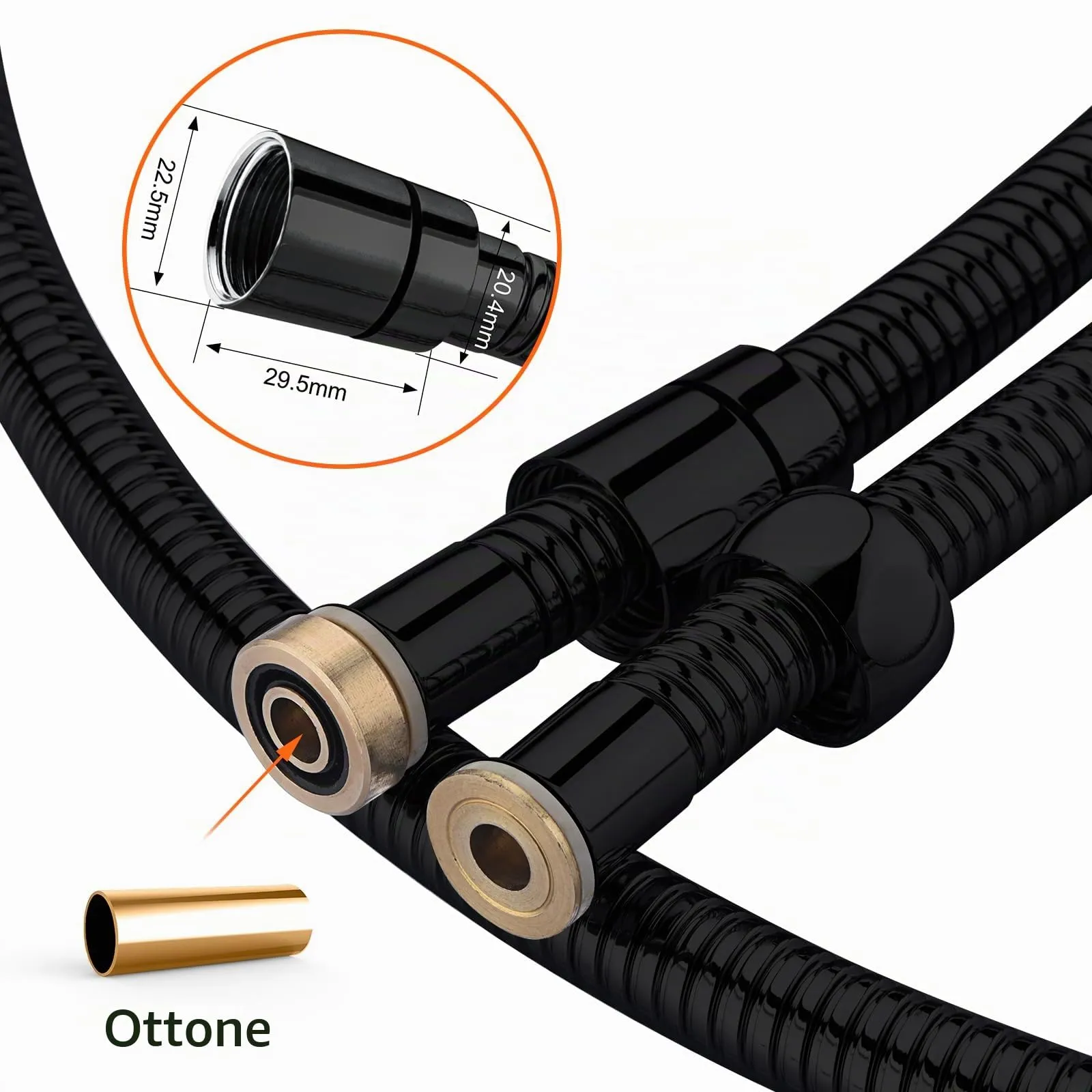 Grifema G851B-18 Flessibile Doccia Tubo Universale Acciaio Nero 1.8 m - immagine 3
