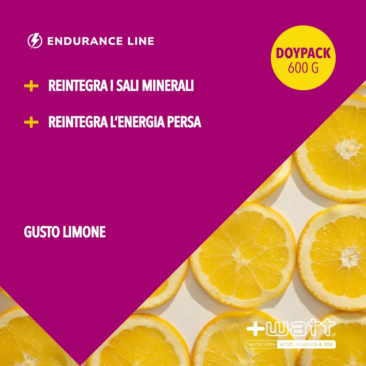 +Watt Sali+ Electrolyte, Soluzione ipotonica di carboidrati ed elettroliti, Gusto Limone, 600 g - immagine 3