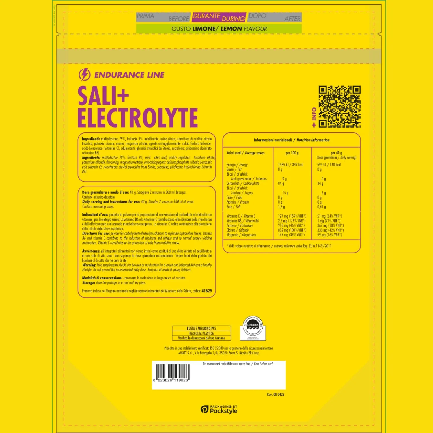 +Watt Sali+ Electrolyte, Soluzione ipotonica di carboidrati ed elettroliti, Gusto Limone, 600 g - immagine 6