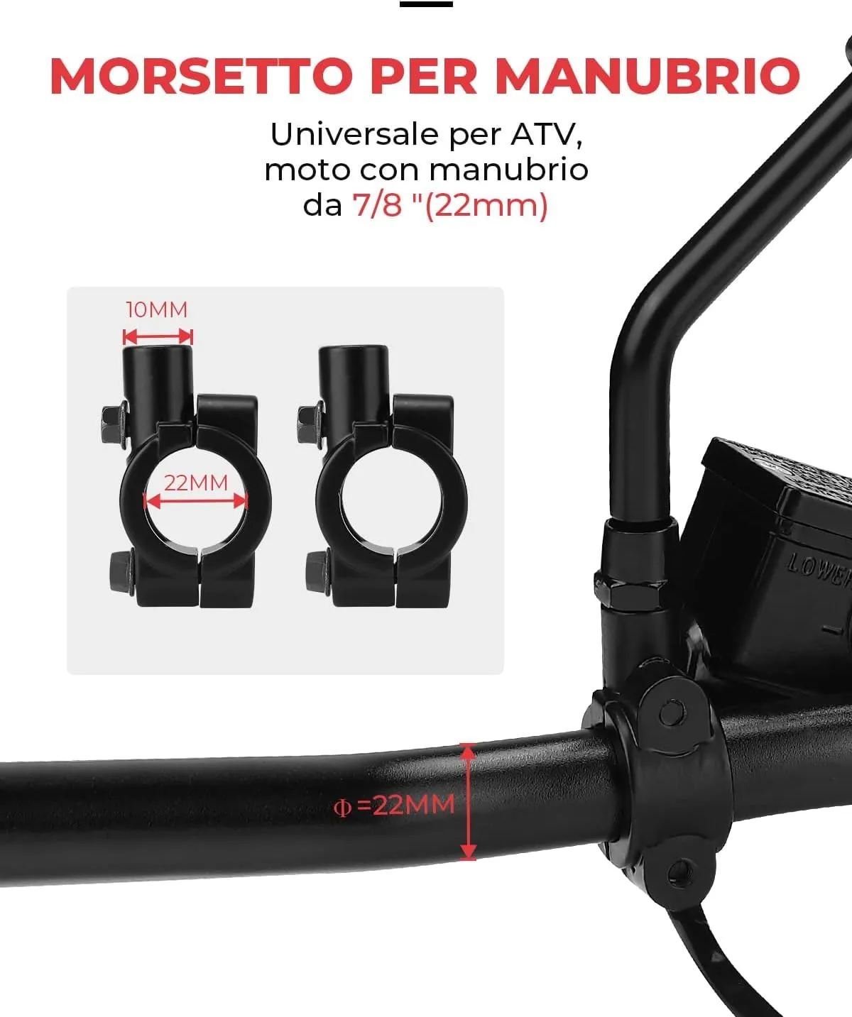 KEMIMOTO Specchietti Retrovisori Universali per Moto, Omologati 8mm/10mm, Nero - immagine 4